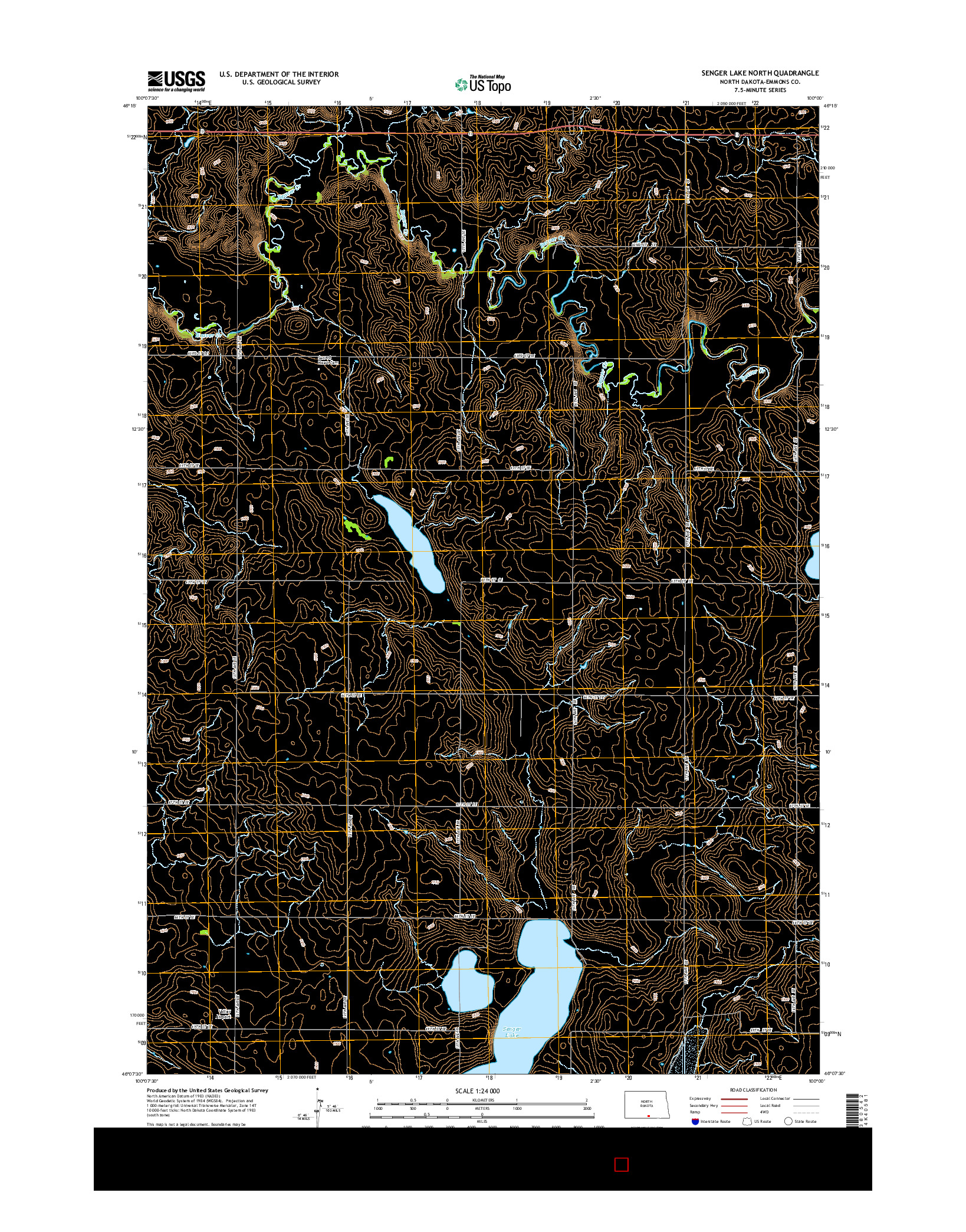 USGS US TOPO 7.5-MINUTE MAP FOR SENGER LAKE NORTH, ND 2014