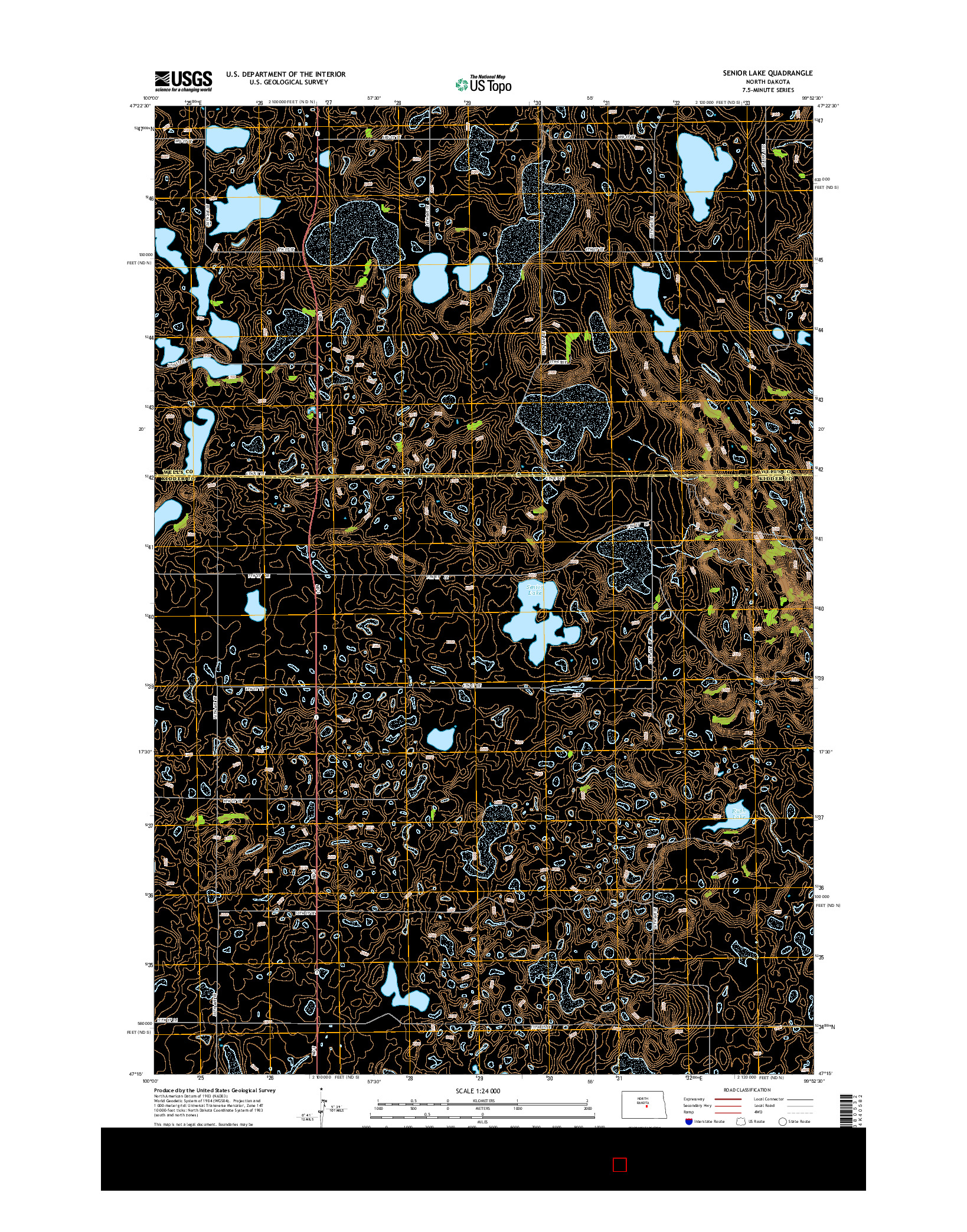 USGS US TOPO 7.5-MINUTE MAP FOR SENIOR LAKE, ND 2014