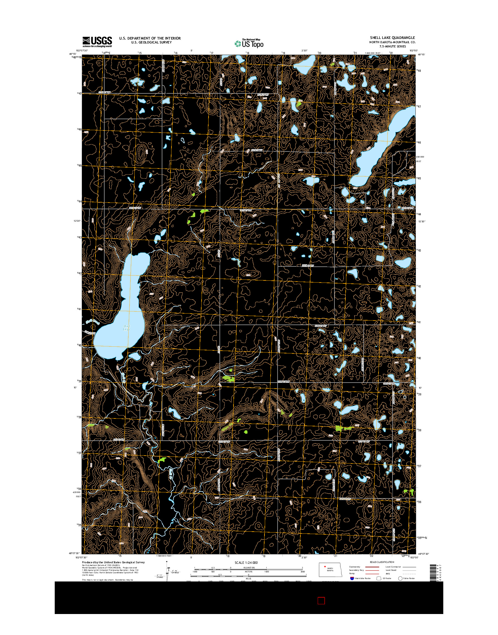 USGS US TOPO 7.5-MINUTE MAP FOR SHELL LAKE, ND 2014