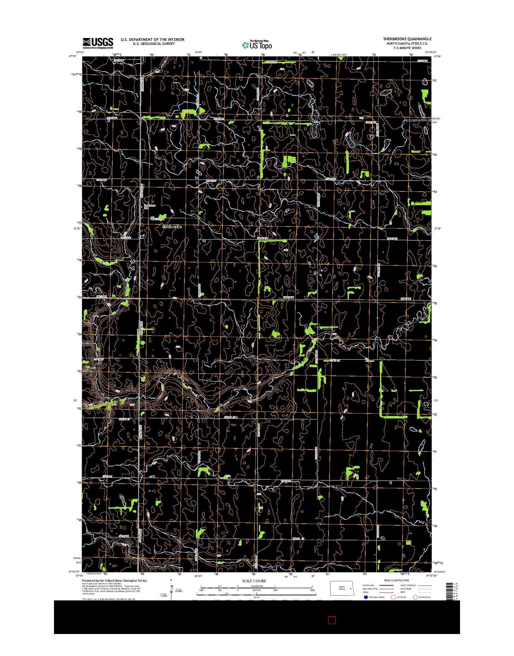 USGS US TOPO 7.5-MINUTE MAP FOR SHERBROOKE, ND 2014