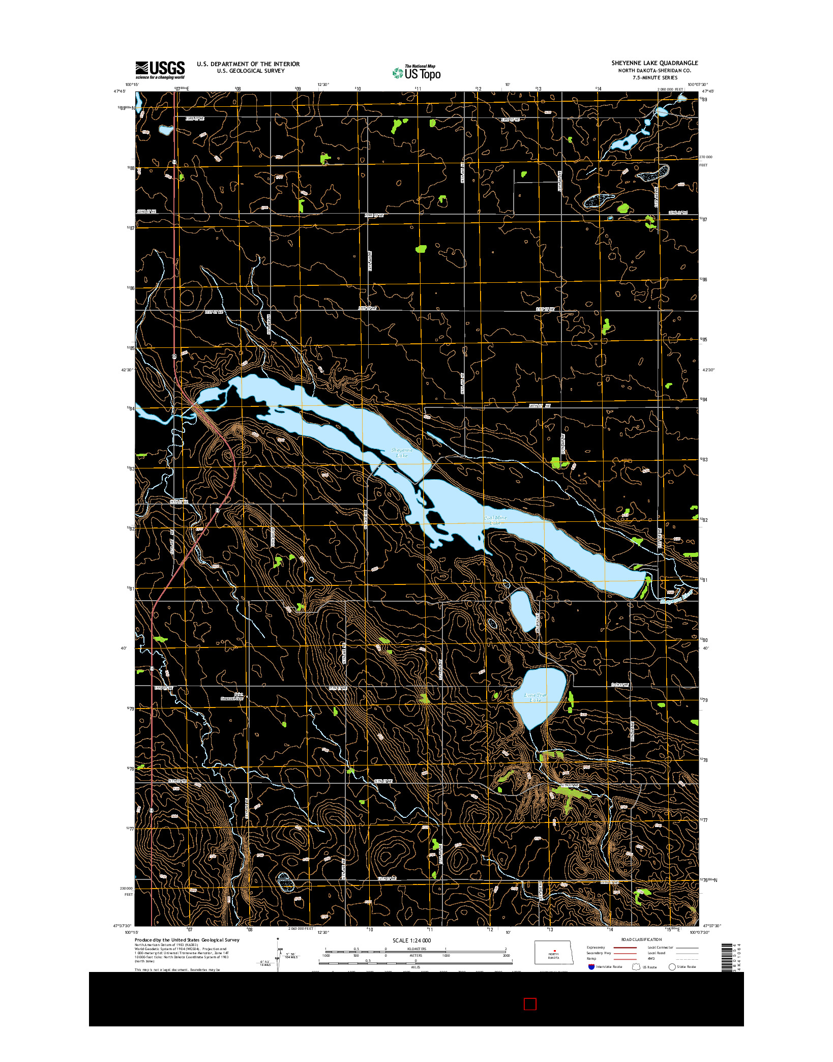 USGS US TOPO 7.5-MINUTE MAP FOR SHEYENNE LAKE, ND 2014