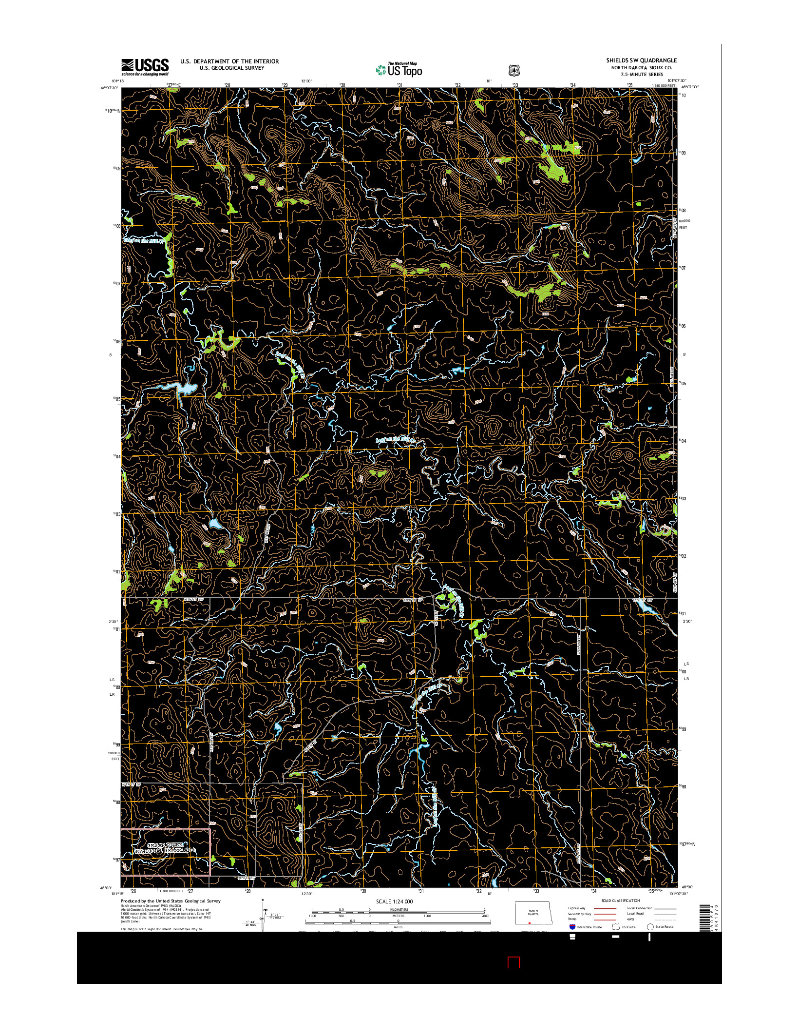 USGS US TOPO 7.5-MINUTE MAP FOR SHIELDS SW, ND 2014