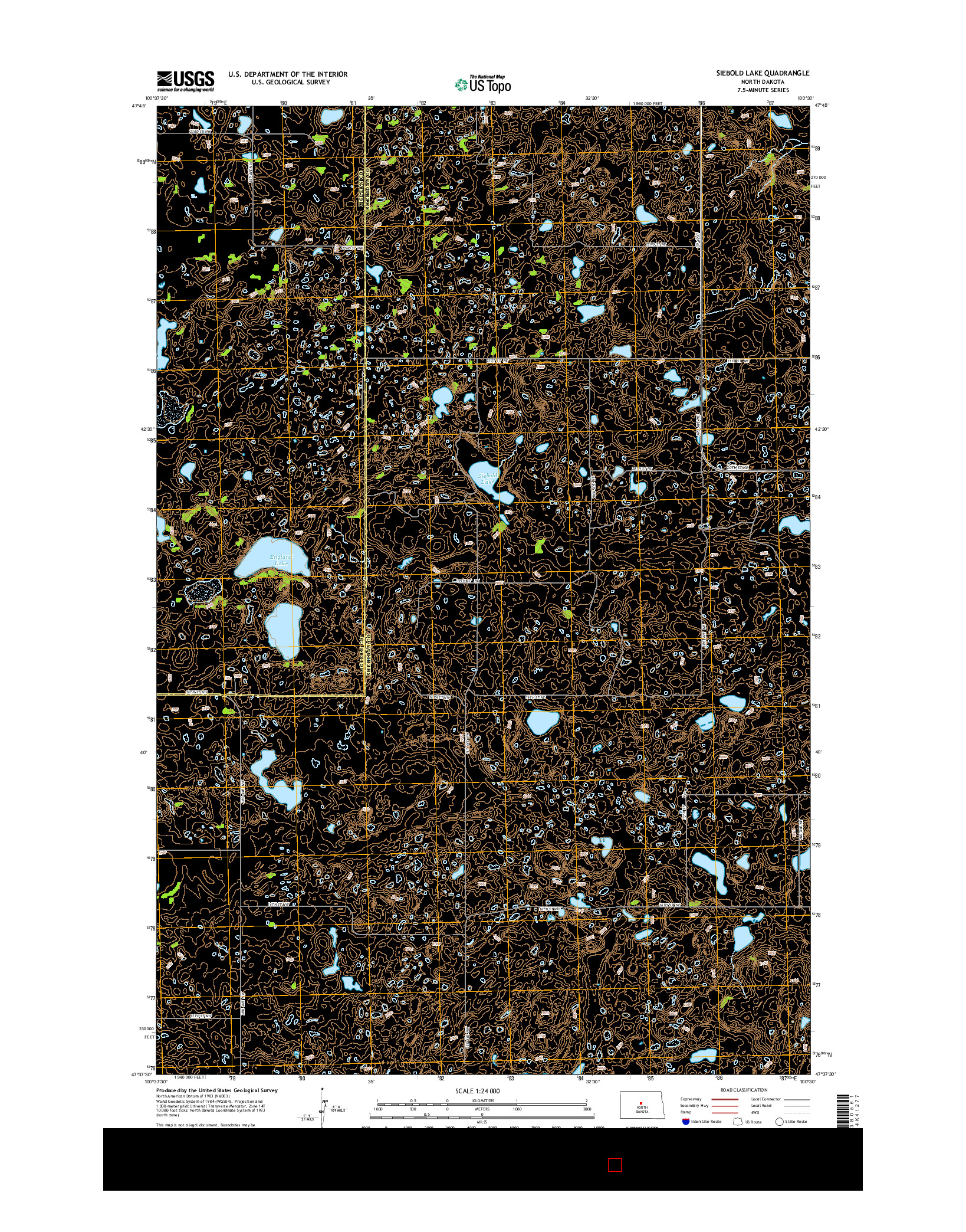 USGS US TOPO 7.5-MINUTE MAP FOR SIEBOLD LAKE, ND 2014