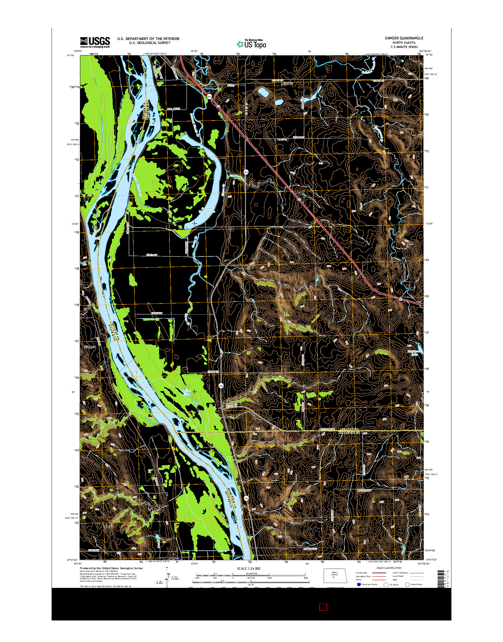 USGS US TOPO 7.5-MINUTE MAP FOR SANGER, ND 2014
