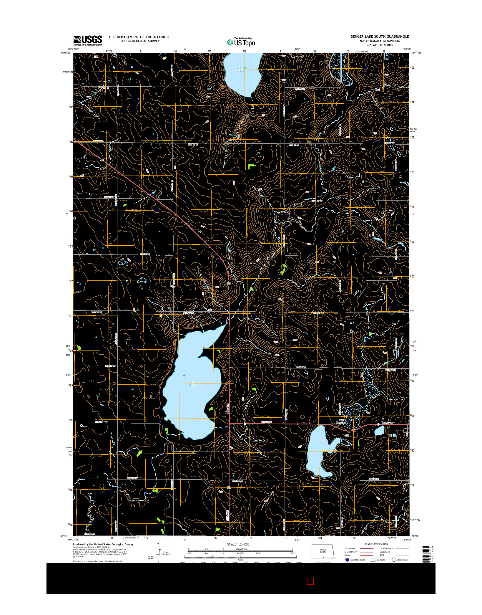 USGS US TOPO 7.5-MINUTE MAP FOR SENGER LAKE SOUTH, ND 2014