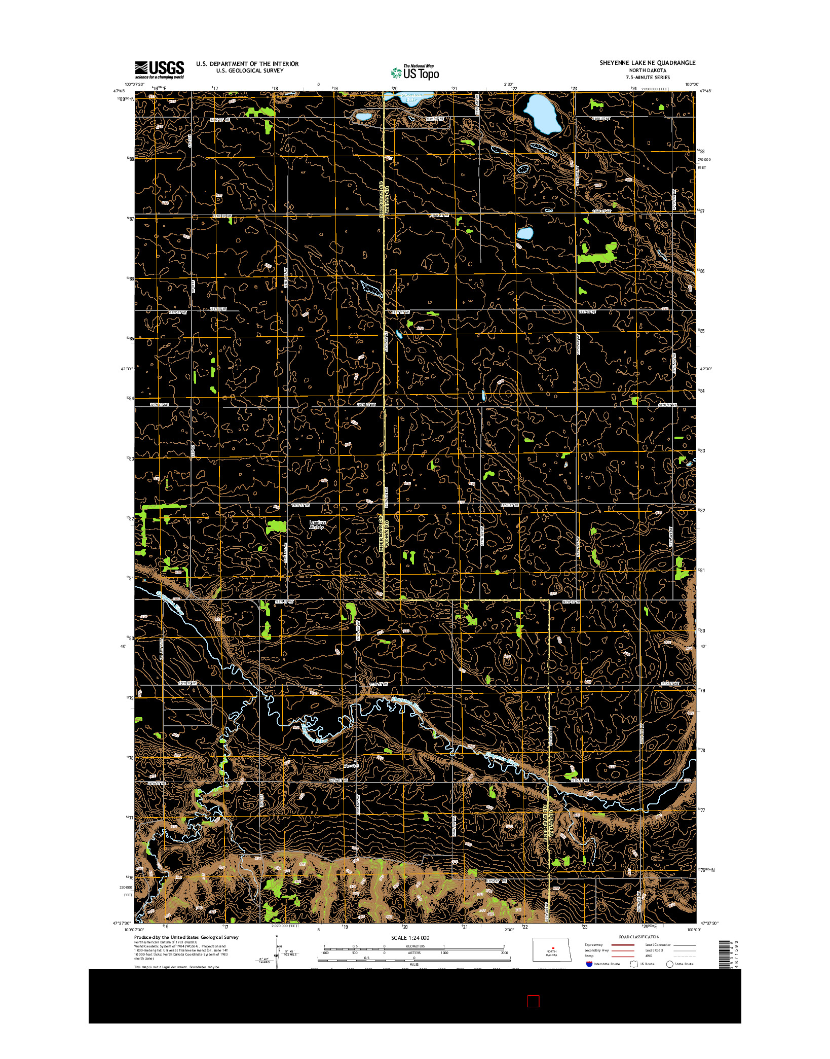 USGS US TOPO 7.5-MINUTE MAP FOR SHEYENNE LAKE NE, ND 2014