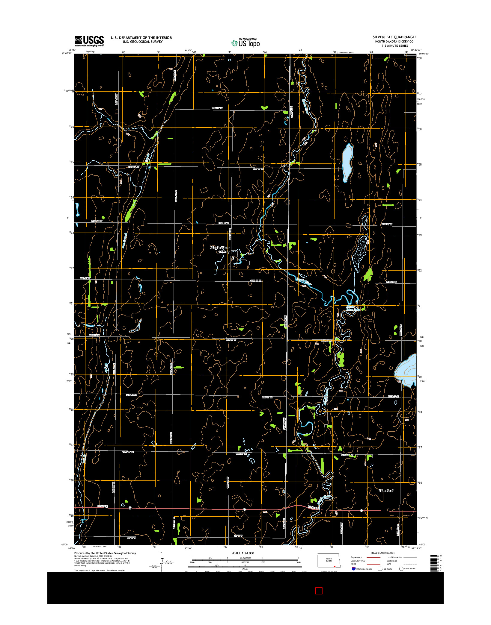 USGS US TOPO 7.5-MINUTE MAP FOR SILVERLEAF, ND 2014