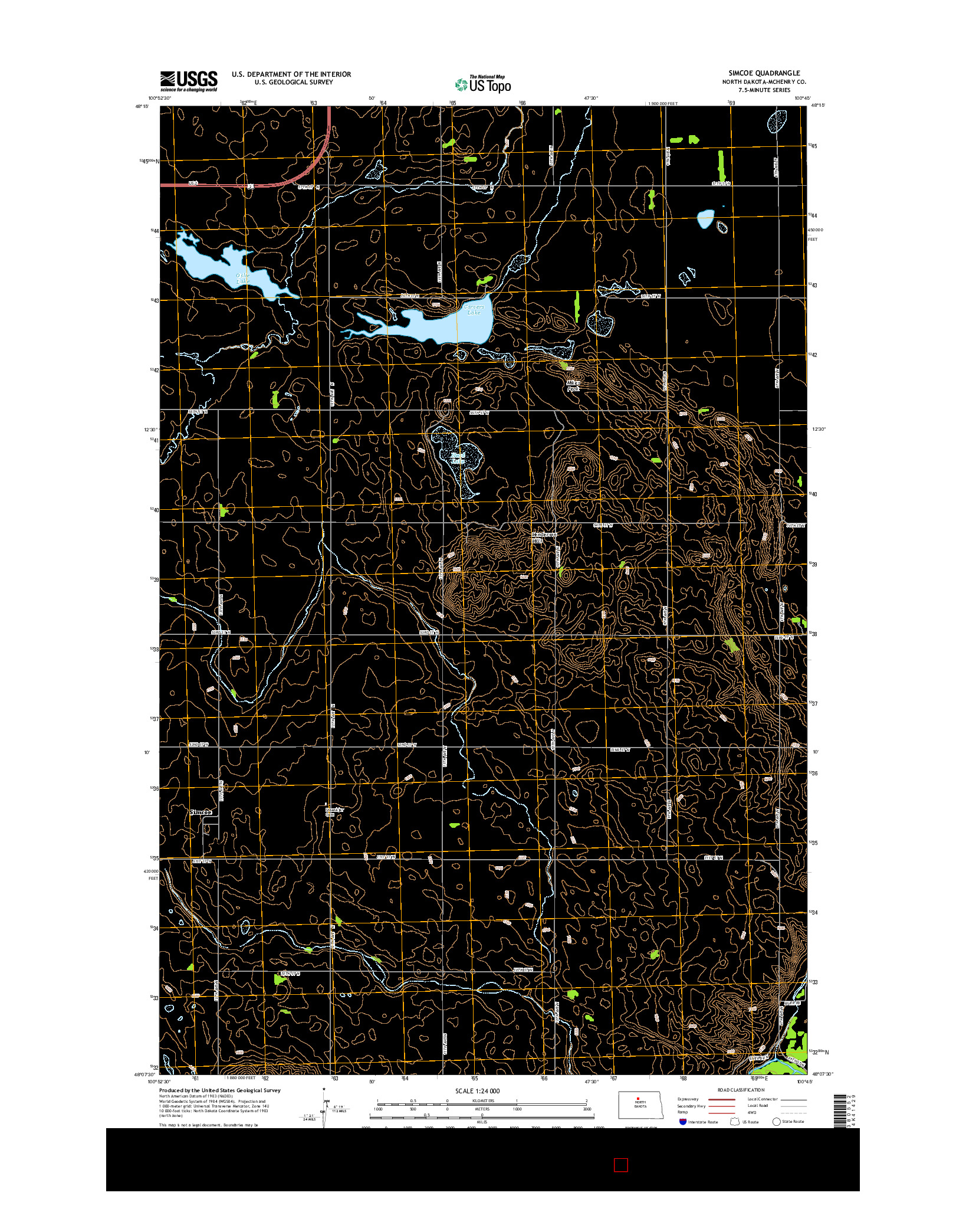 USGS US TOPO 7.5-MINUTE MAP FOR SIMCOE, ND 2014