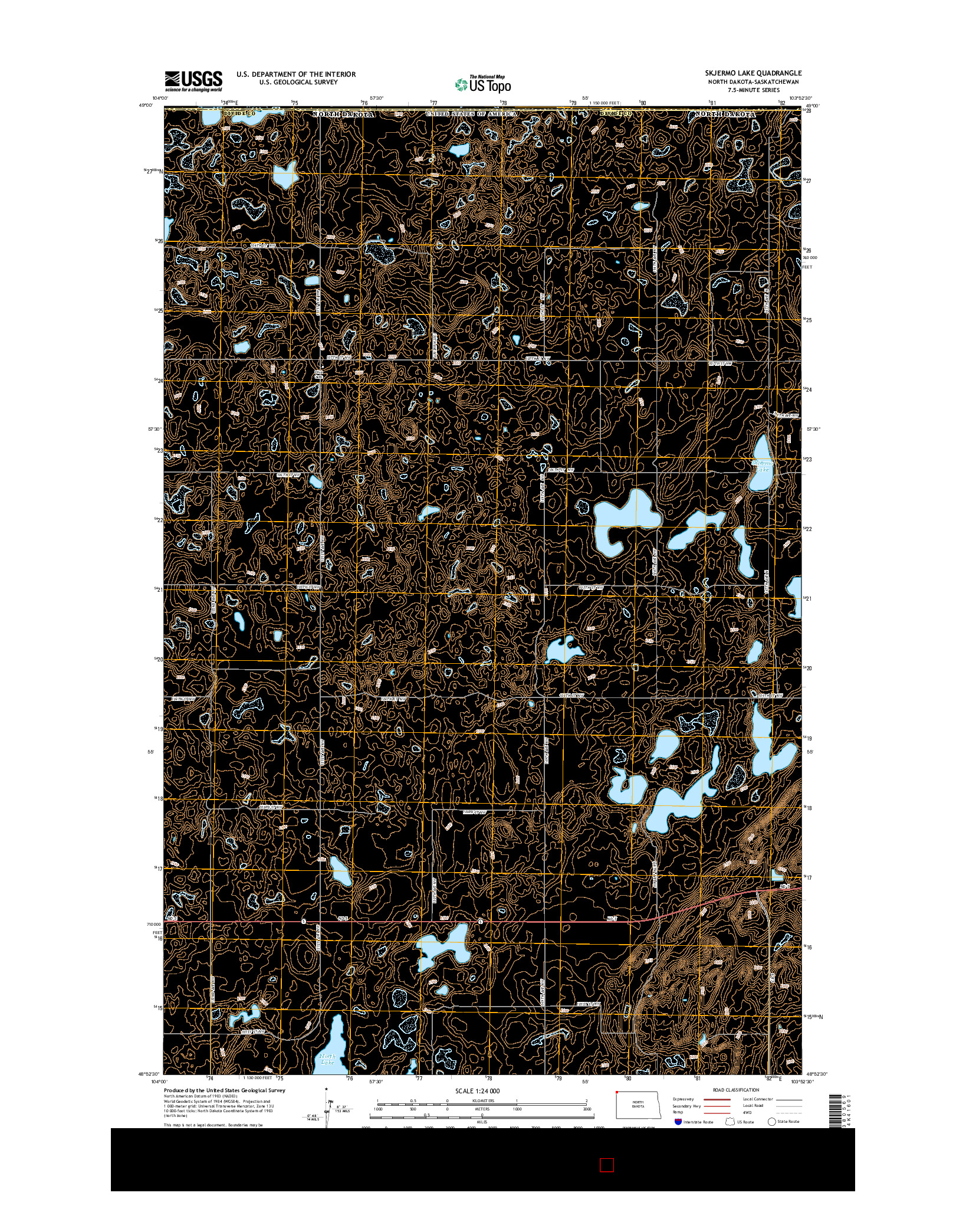 USGS US TOPO 7.5-MINUTE MAP FOR SKJERMO LAKE, ND-SK 2014