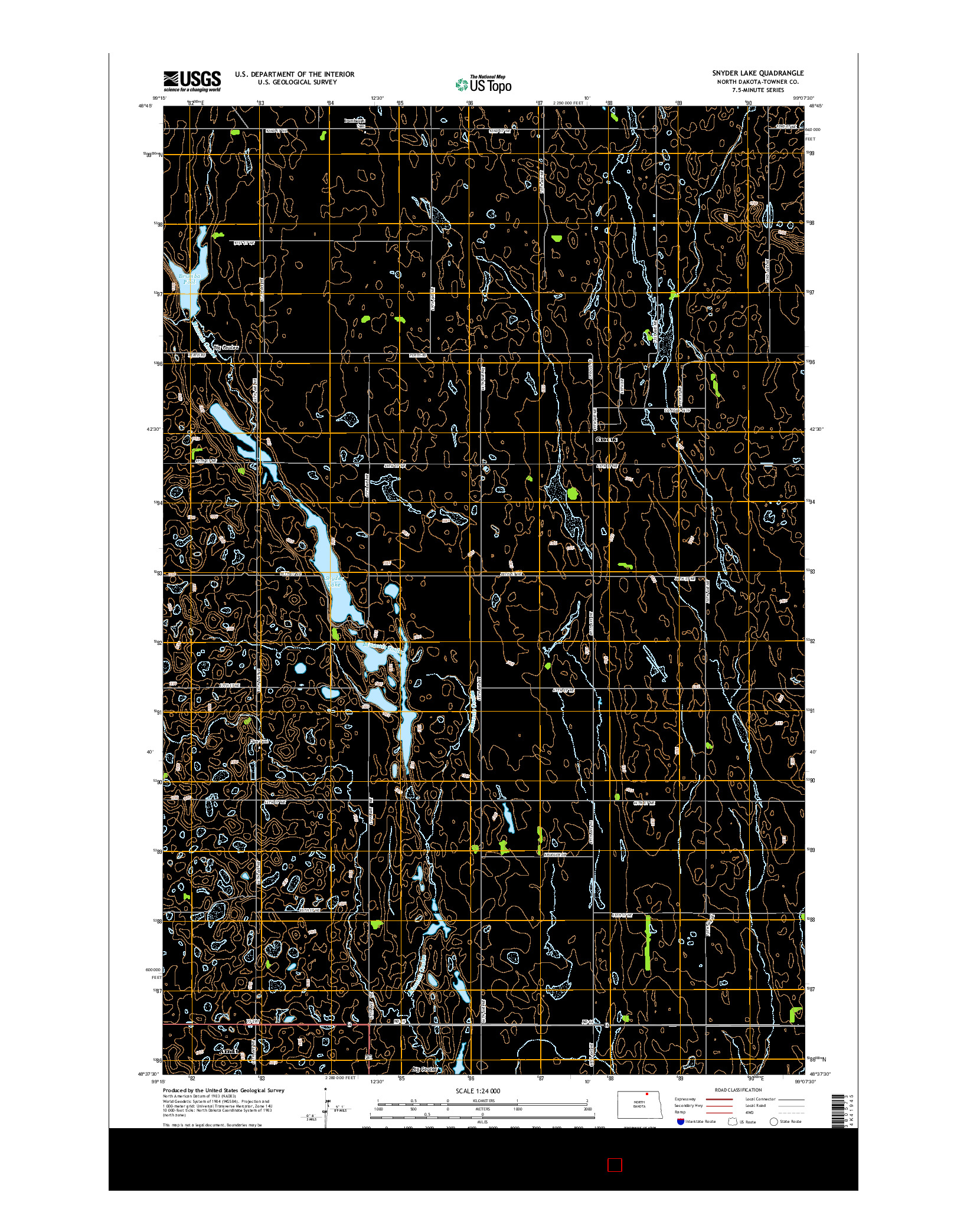 USGS US TOPO 7.5-MINUTE MAP FOR SNYDER LAKE, ND 2014