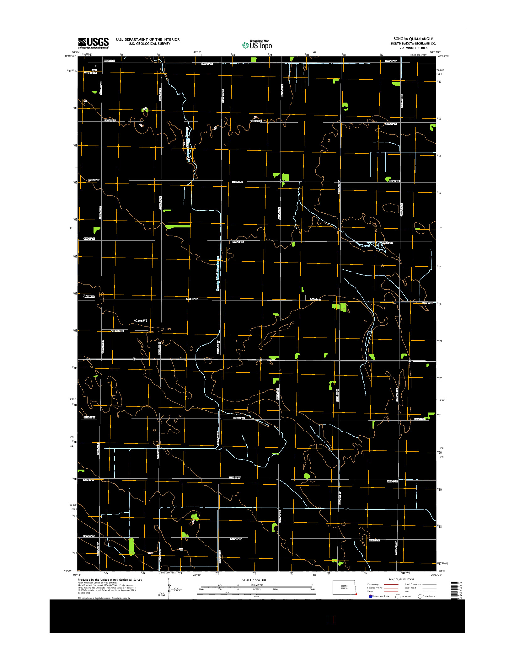 USGS US TOPO 7.5-MINUTE MAP FOR SONORA, ND 2014