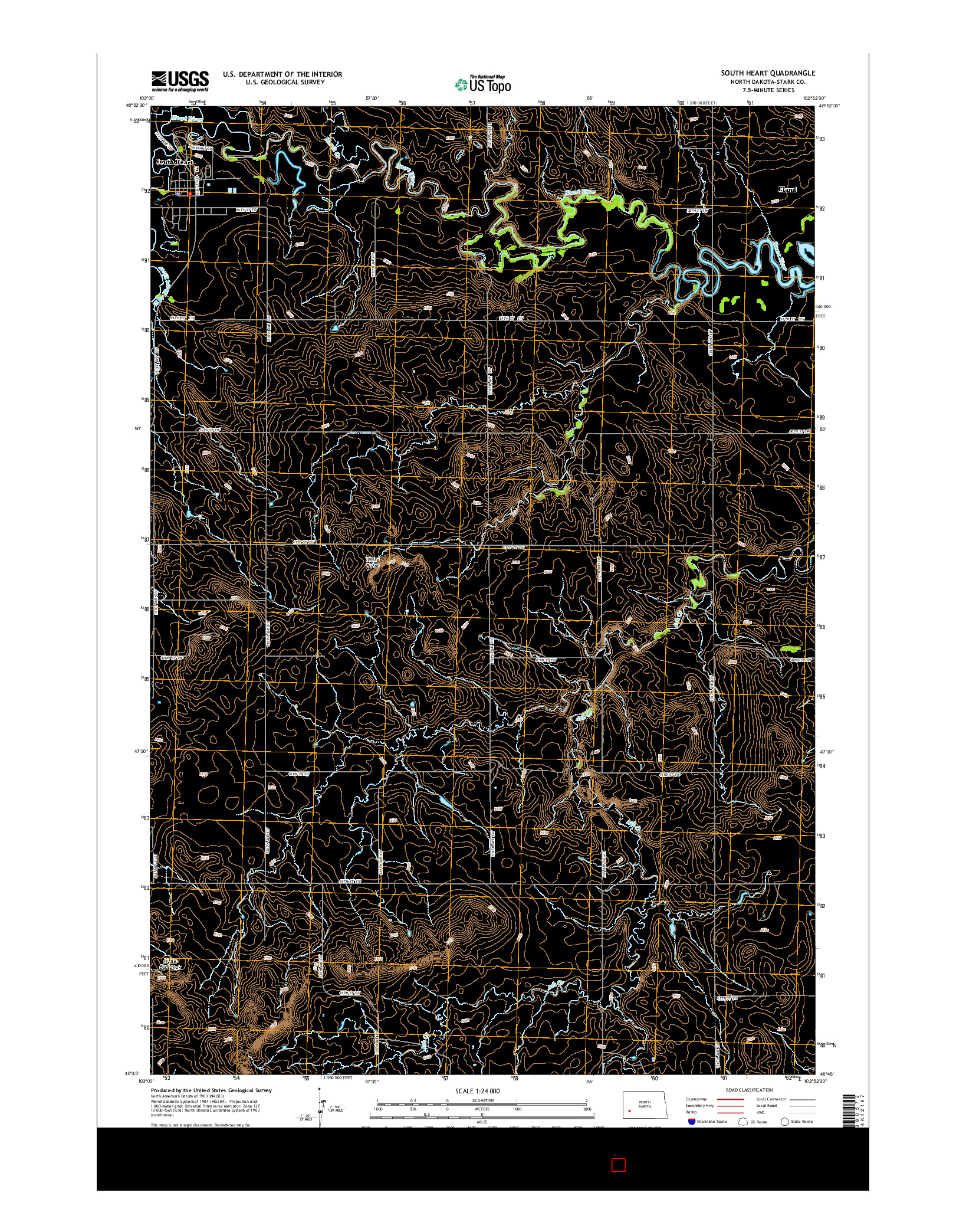 USGS US TOPO 7.5-MINUTE MAP FOR SOUTH HEART, ND 2014