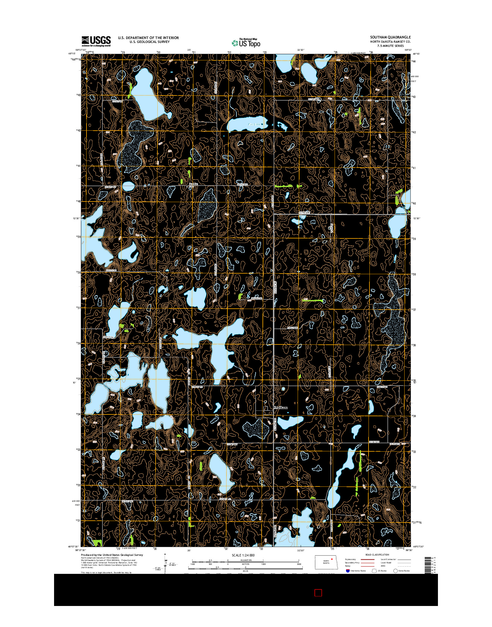 USGS US TOPO 7.5-MINUTE MAP FOR SOUTHAM, ND 2014