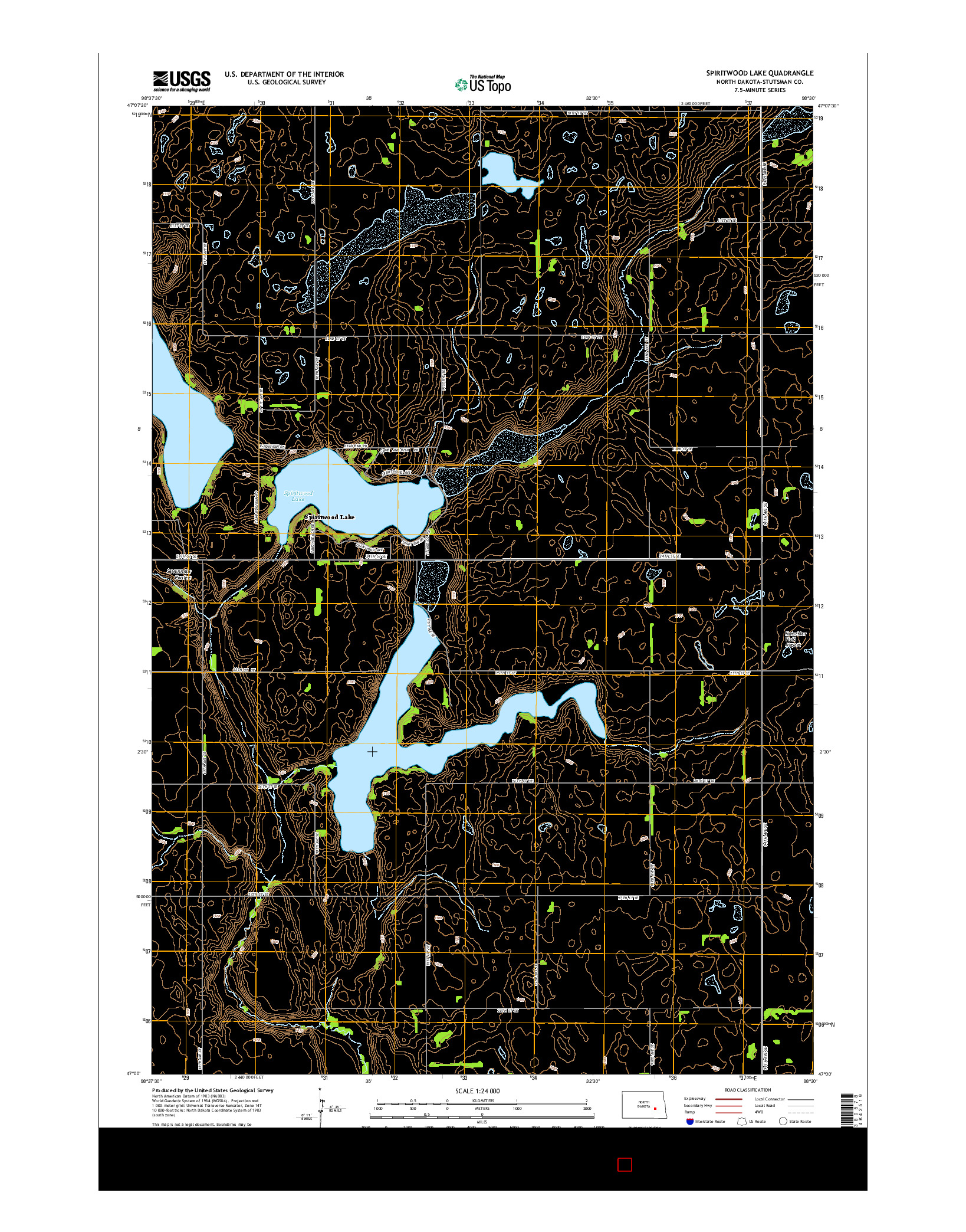 USGS US TOPO 7.5-MINUTE MAP FOR SPIRITWOOD LAKE, ND 2014