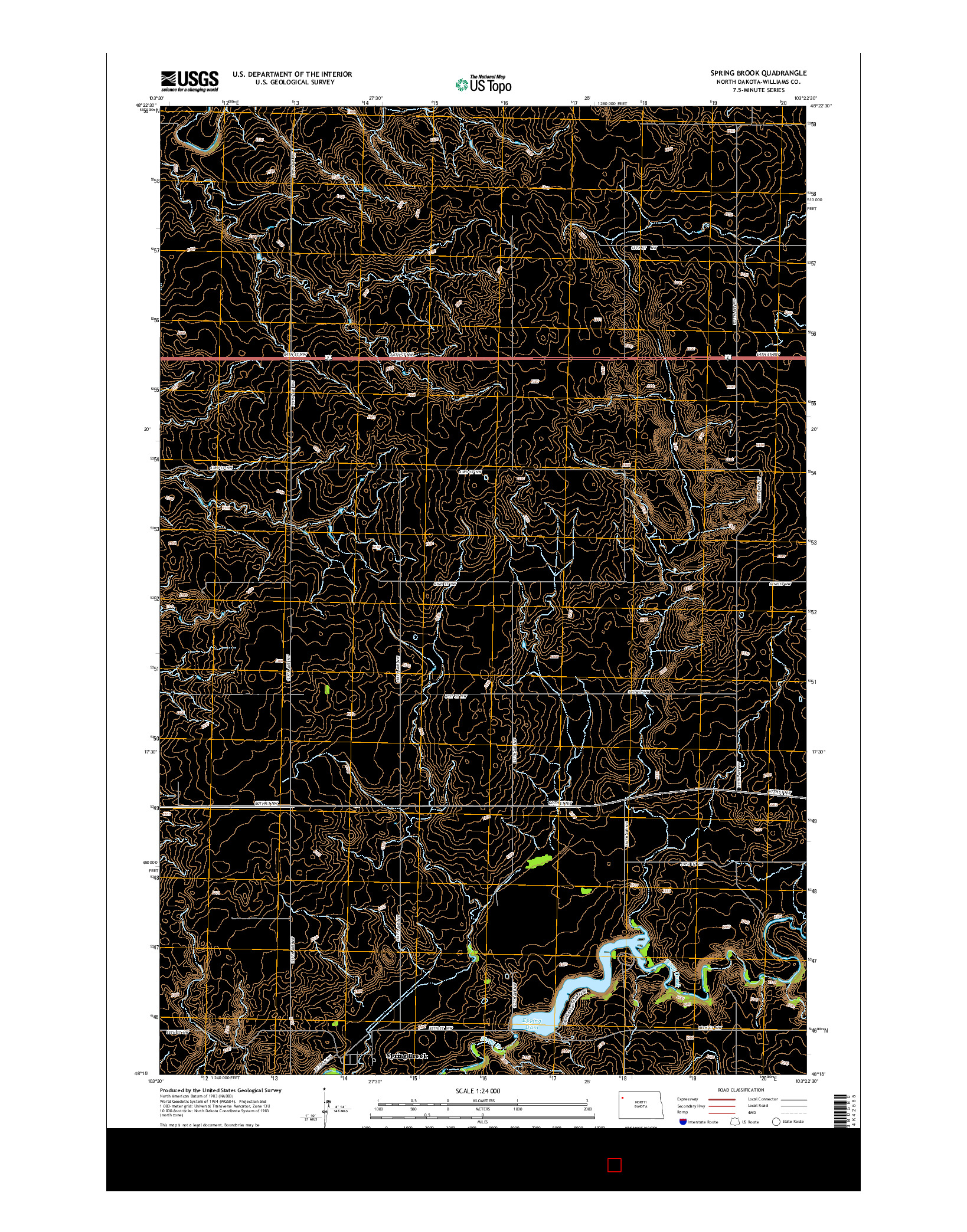 USGS US TOPO 7.5-MINUTE MAP FOR SPRING BROOK, ND 2014