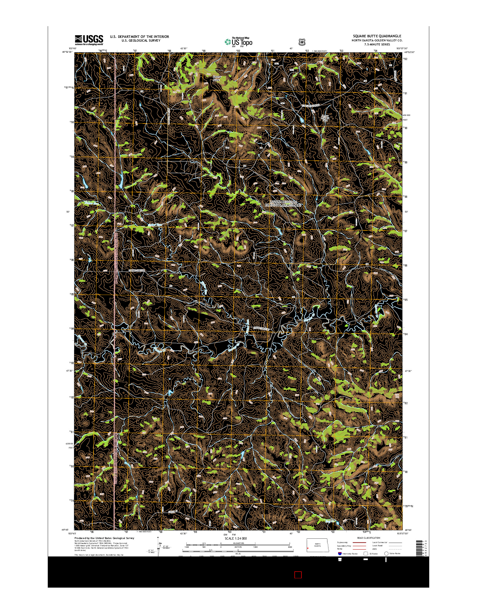 USGS US TOPO 7.5-MINUTE MAP FOR SQUARE BUTTE, ND 2014