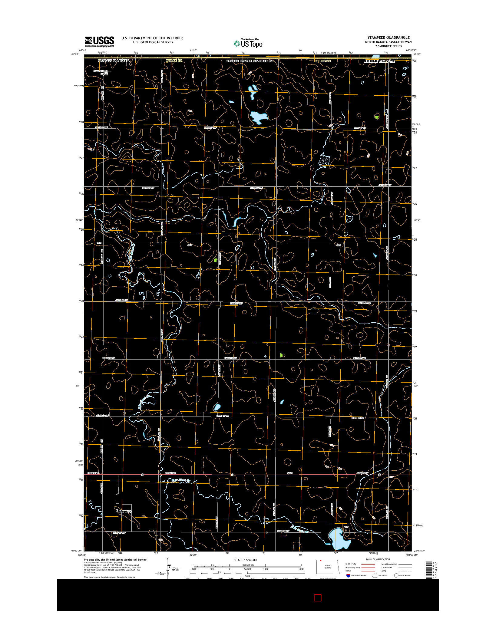 USGS US TOPO 7.5-MINUTE MAP FOR STAMPEDE, ND-SK 2014