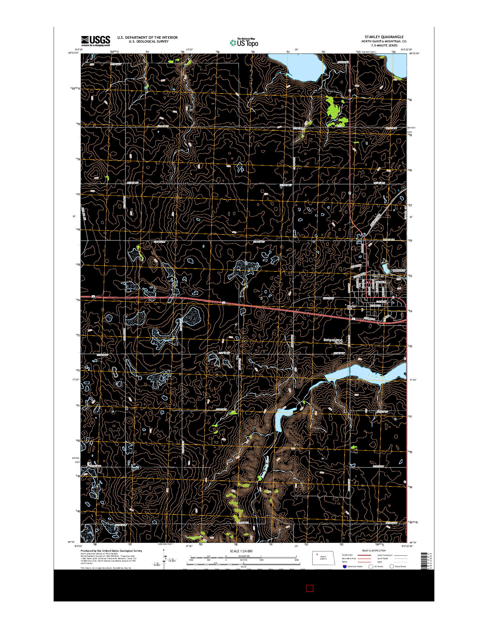 USGS US TOPO 7.5-MINUTE MAP FOR STANLEY, ND 2014