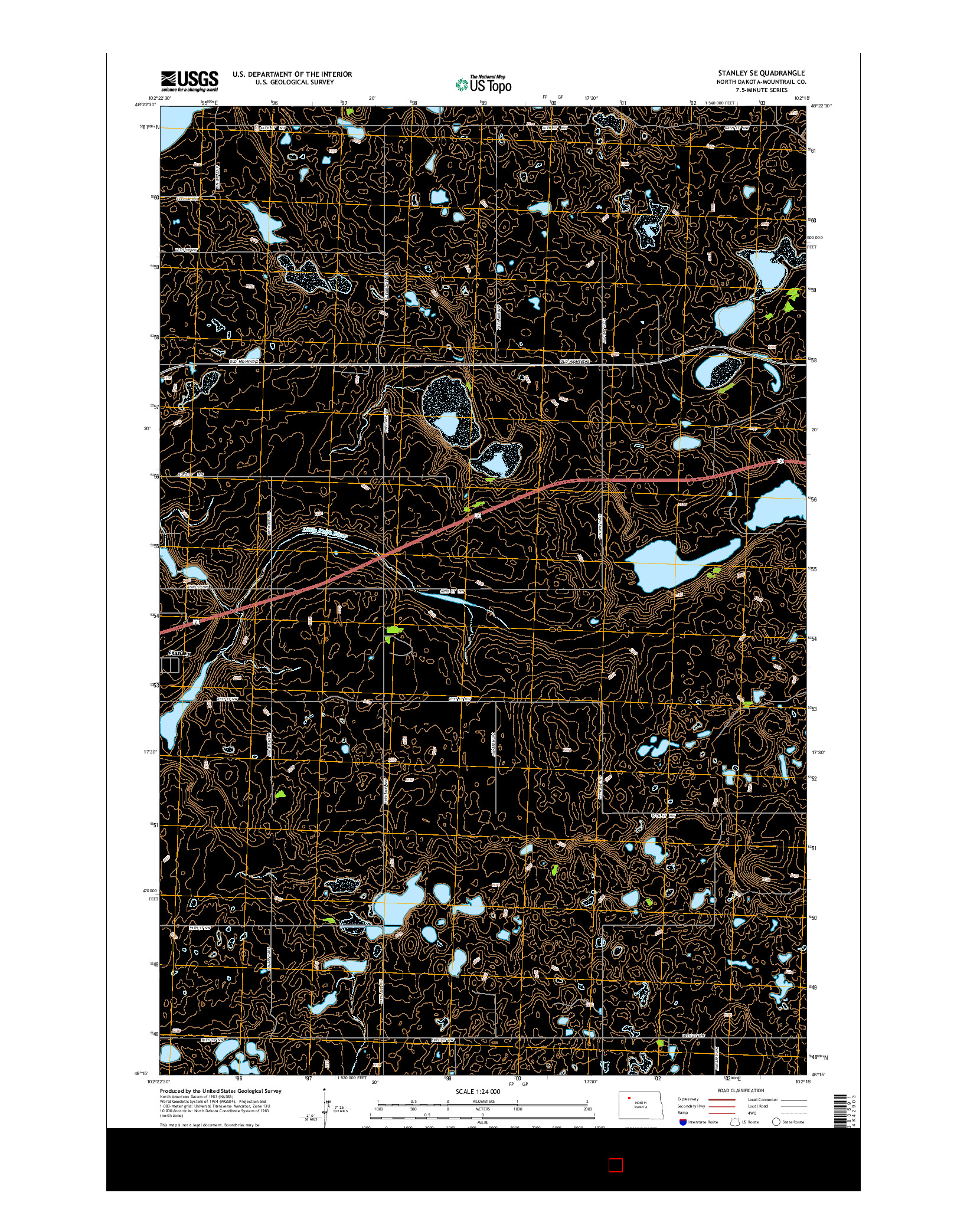 USGS US TOPO 7.5-MINUTE MAP FOR STANLEY SE, ND 2014