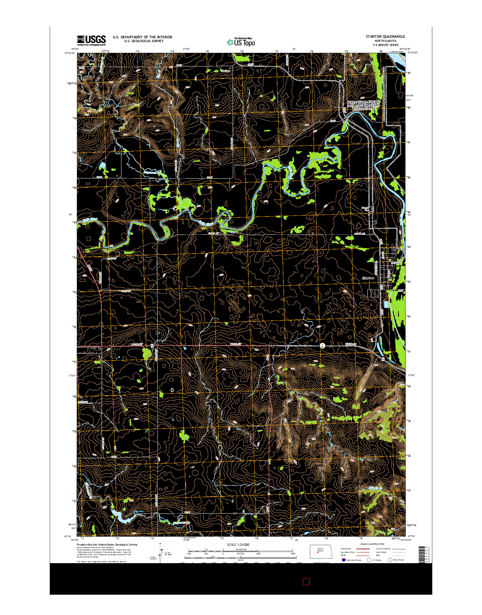 USGS US TOPO 7.5-MINUTE MAP FOR STANTON, ND 2014