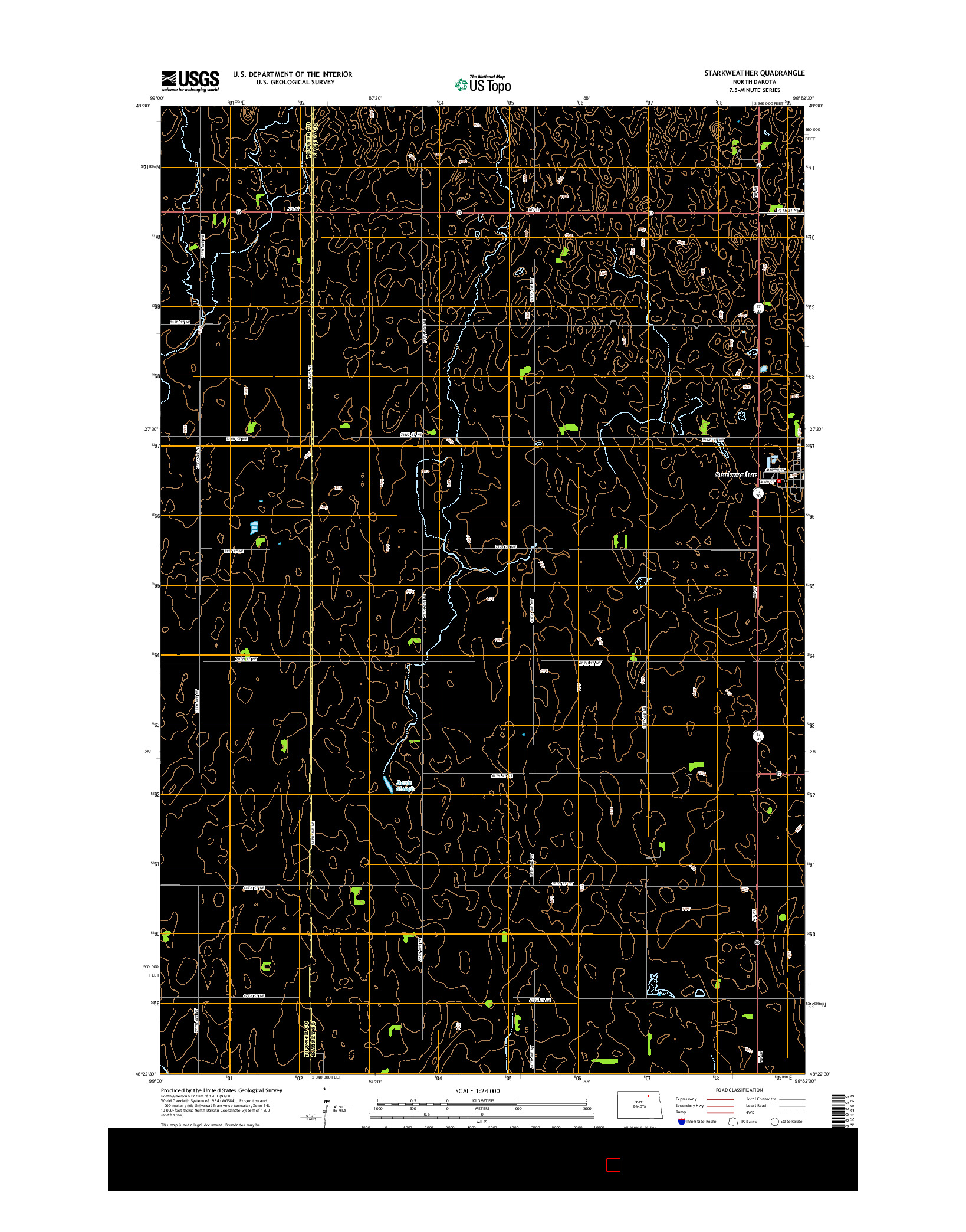 USGS US TOPO 7.5-MINUTE MAP FOR STARKWEATHER, ND 2014