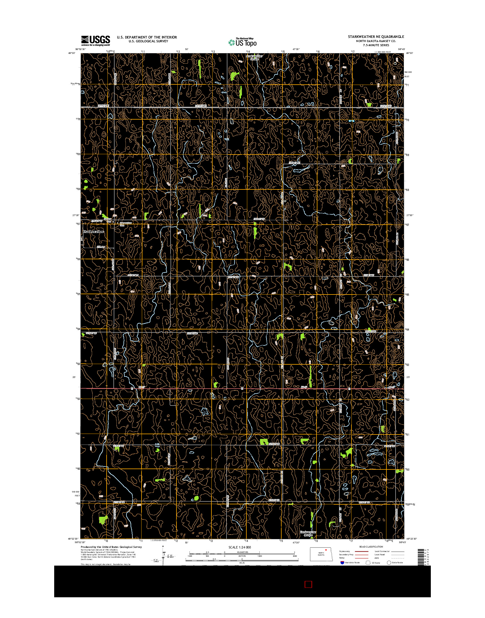 USGS US TOPO 7.5-MINUTE MAP FOR STARKWEATHER NE, ND 2014