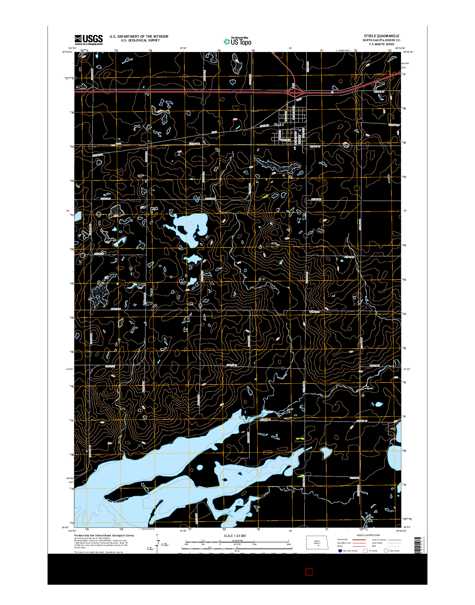 USGS US TOPO 7.5-MINUTE MAP FOR STEELE, ND 2014