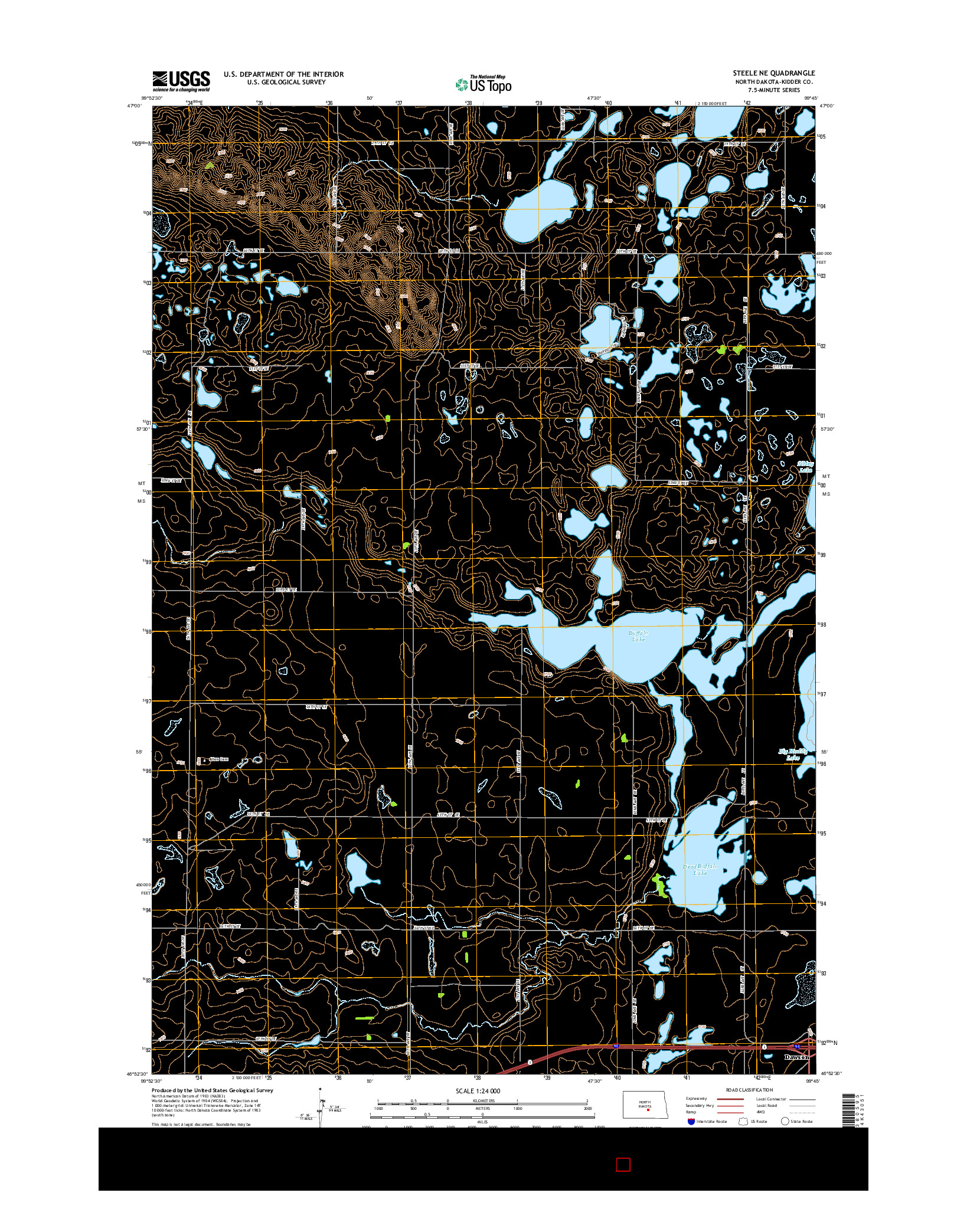 USGS US TOPO 7.5-MINUTE MAP FOR STEELE NE, ND 2014
