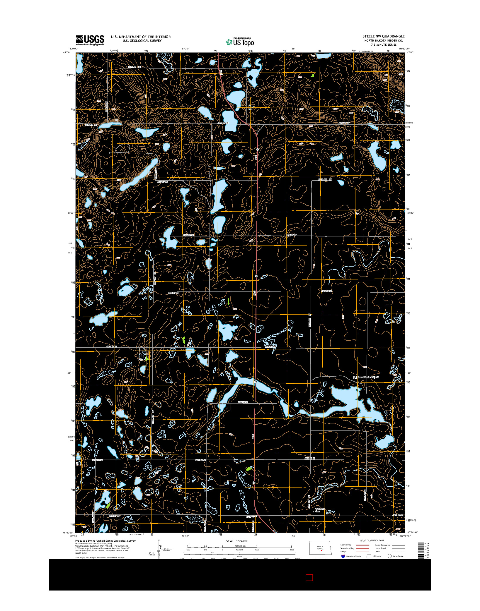 USGS US TOPO 7.5-MINUTE MAP FOR STEELE NW, ND 2014
