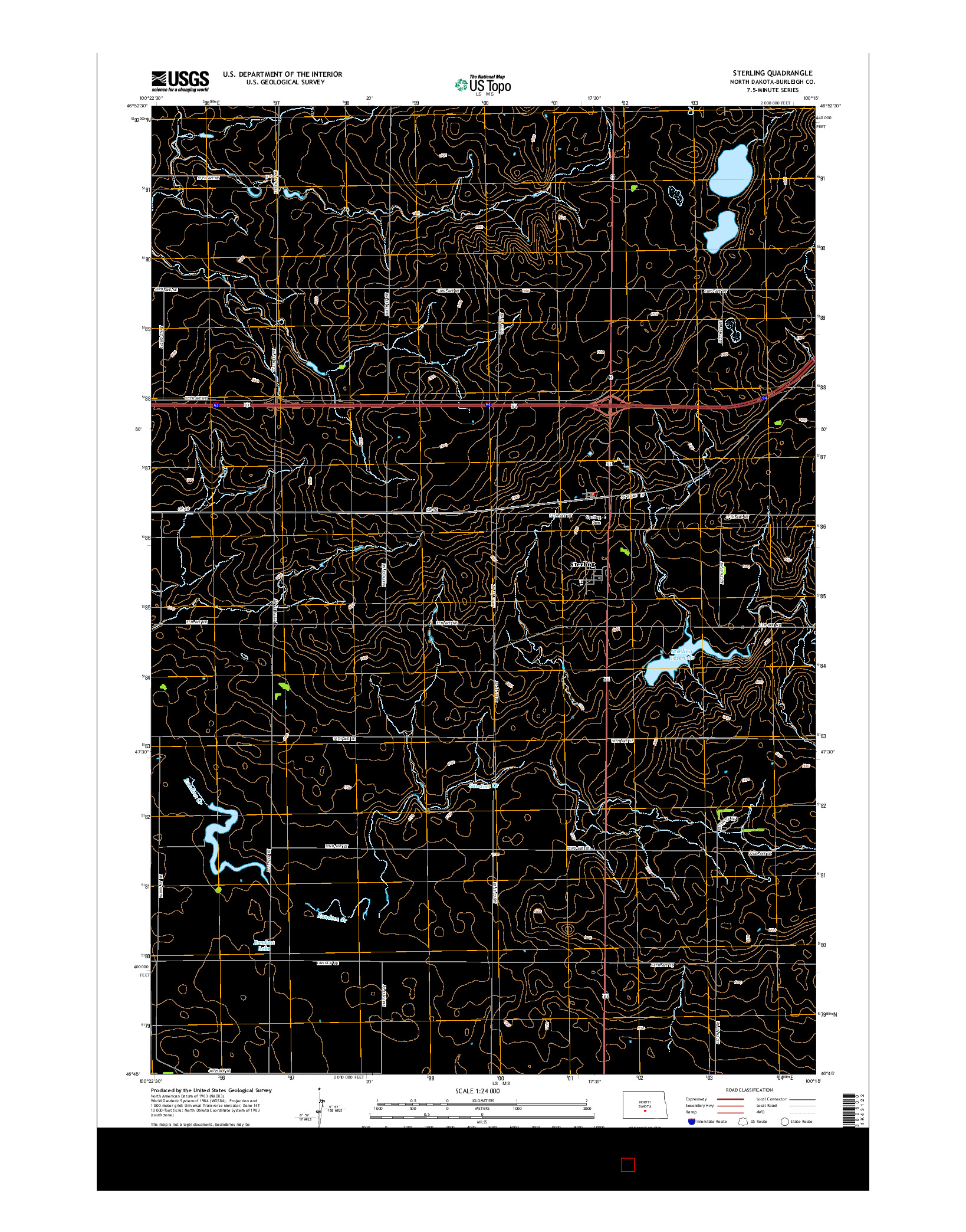 USGS US TOPO 7.5-MINUTE MAP FOR STERLING, ND 2014