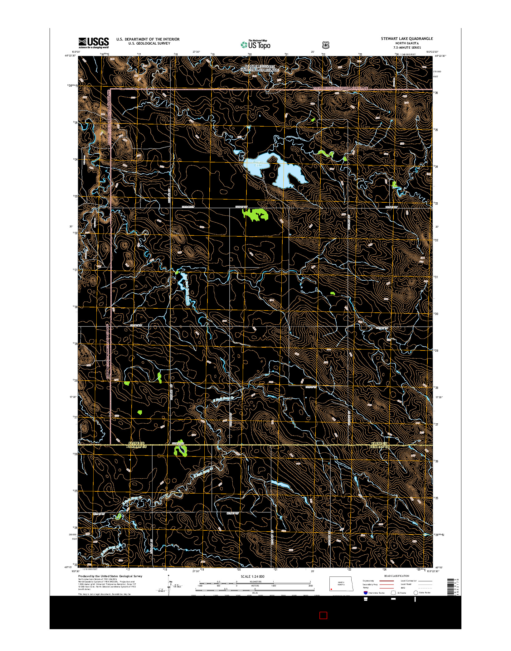 USGS US TOPO 7.5-MINUTE MAP FOR STEWART LAKE, ND 2014