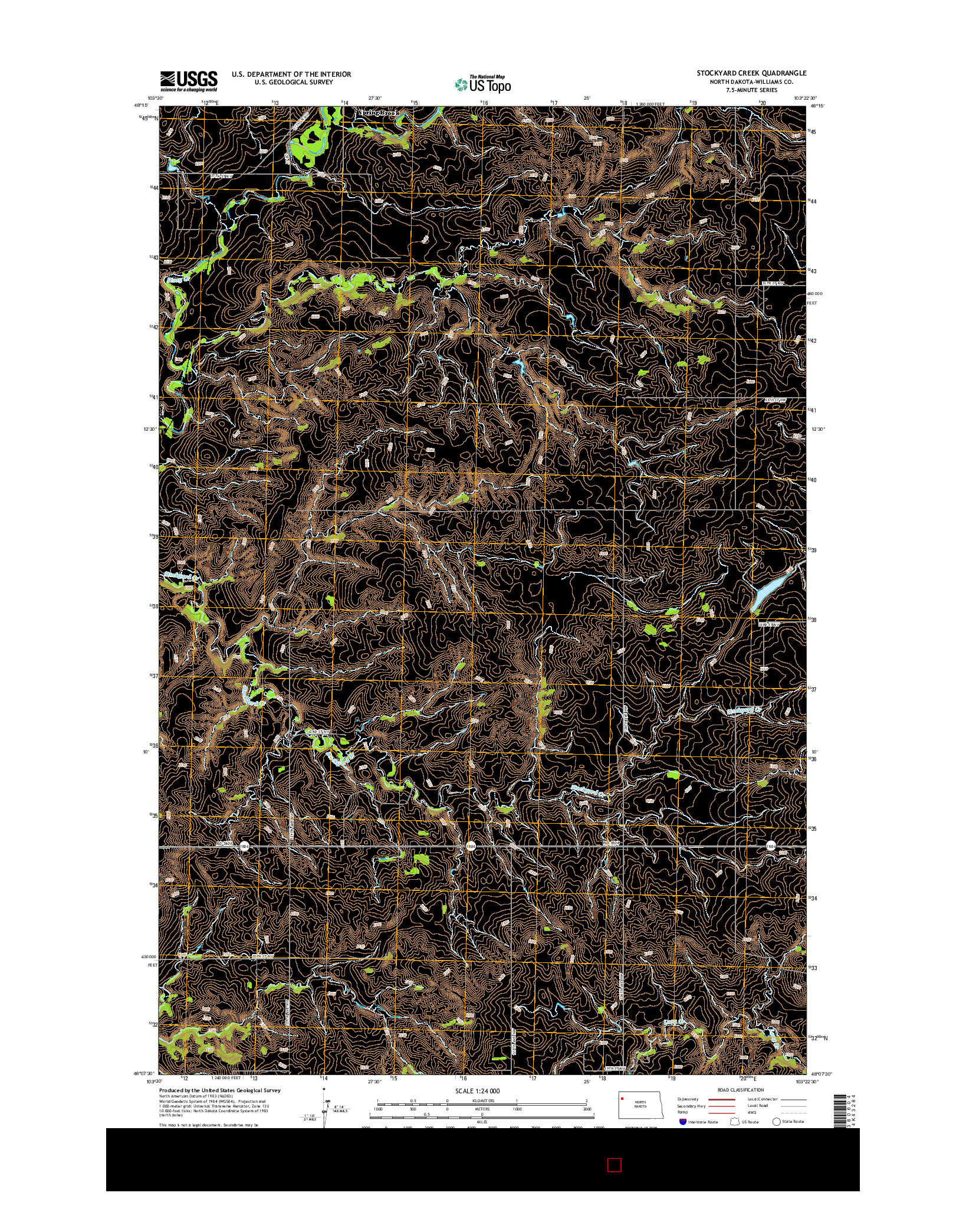 USGS US TOPO 7.5-MINUTE MAP FOR STOCKYARD CREEK, ND 2014