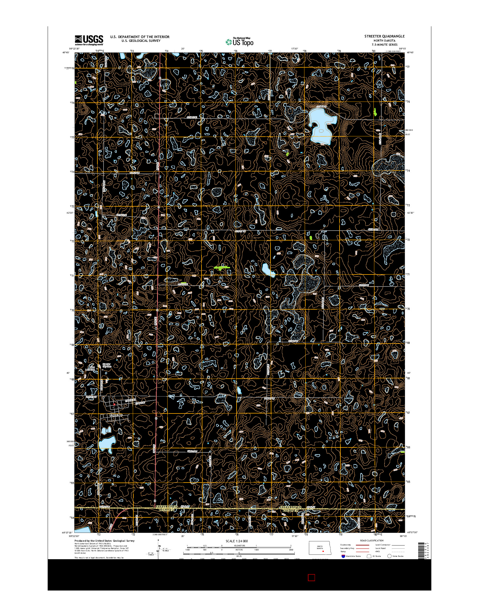 USGS US TOPO 7.5-MINUTE MAP FOR STREETER, ND 2014