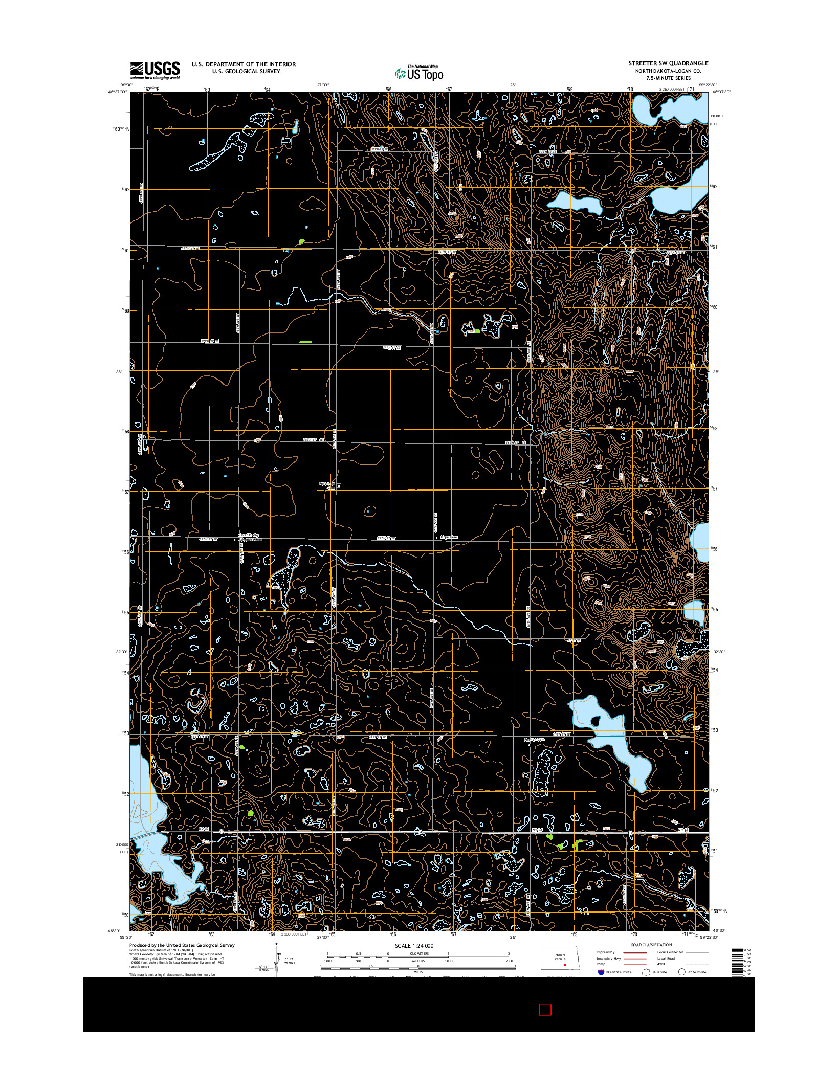 USGS US TOPO 7.5-MINUTE MAP FOR STREETER SW, ND 2014