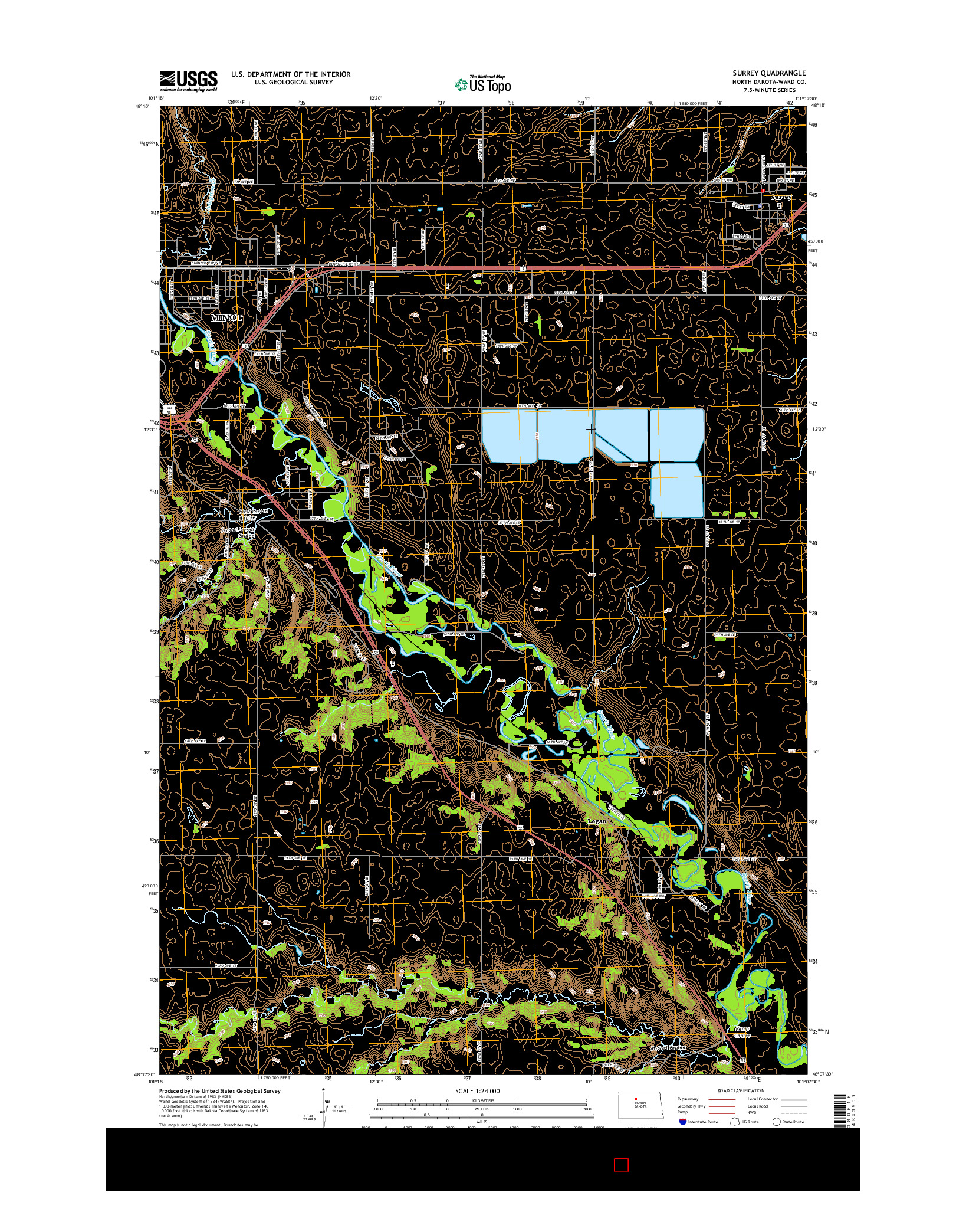 USGS US TOPO 7.5-MINUTE MAP FOR SURREY, ND 2014