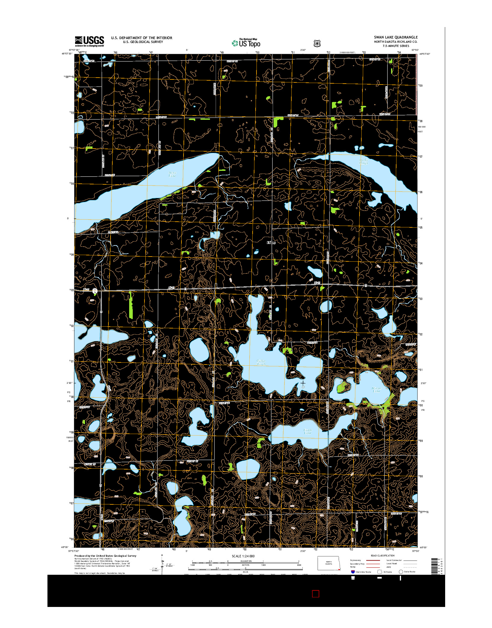 USGS US TOPO 7.5-MINUTE MAP FOR SWAN LAKE, ND 2014