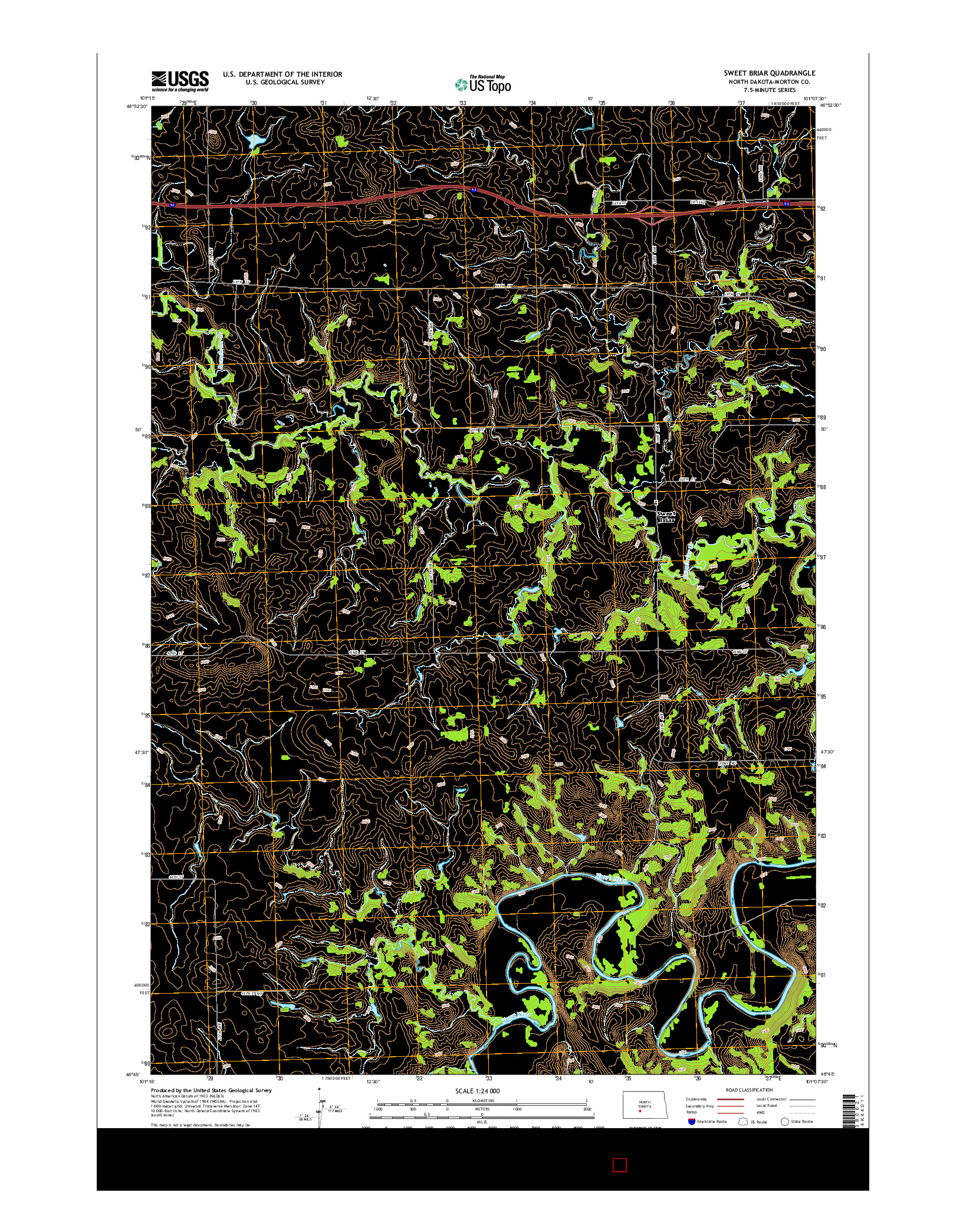USGS US TOPO 7.5-MINUTE MAP FOR SWEET BRIAR, ND 2014