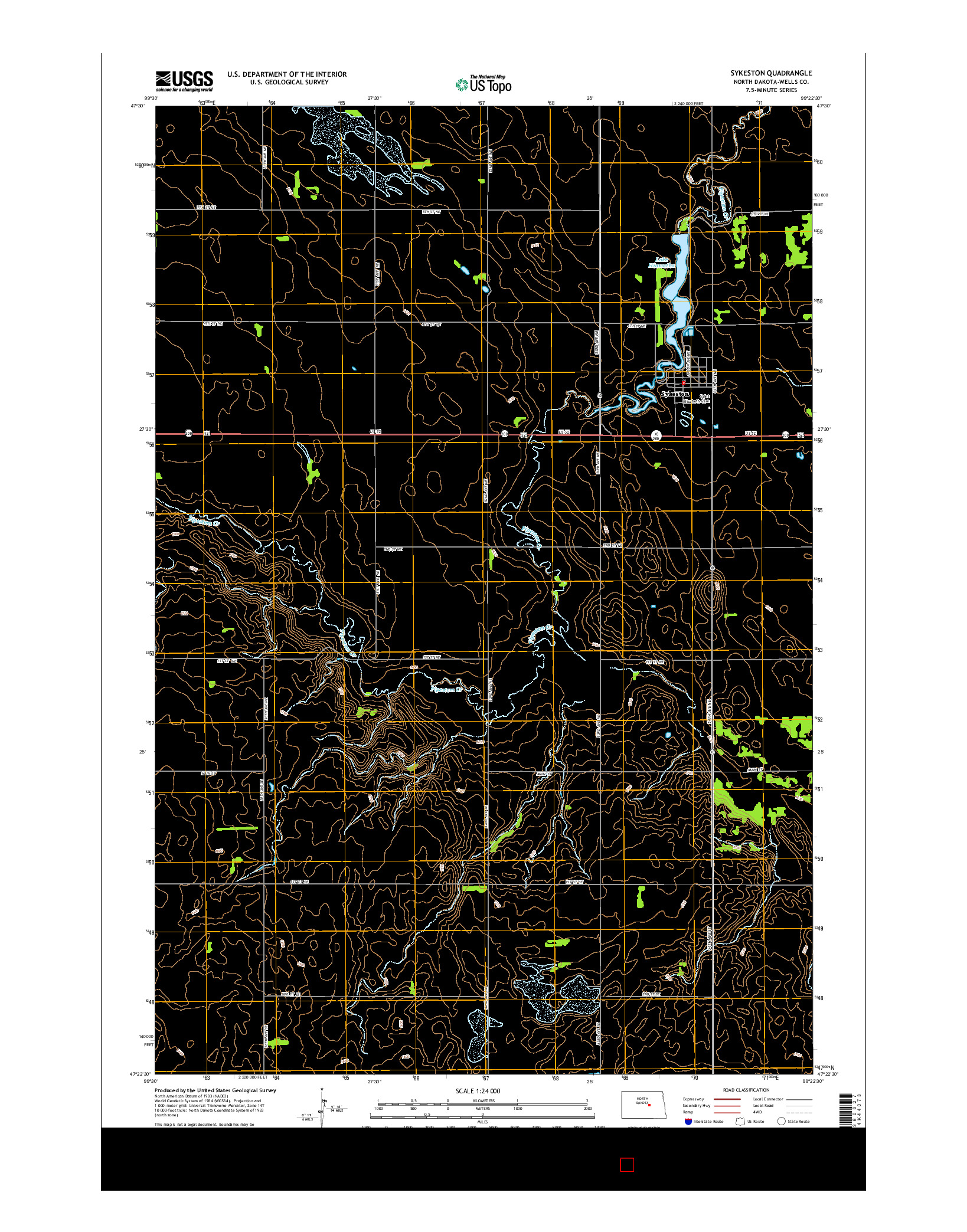 USGS US TOPO 7.5-MINUTE MAP FOR SYKESTON, ND 2014