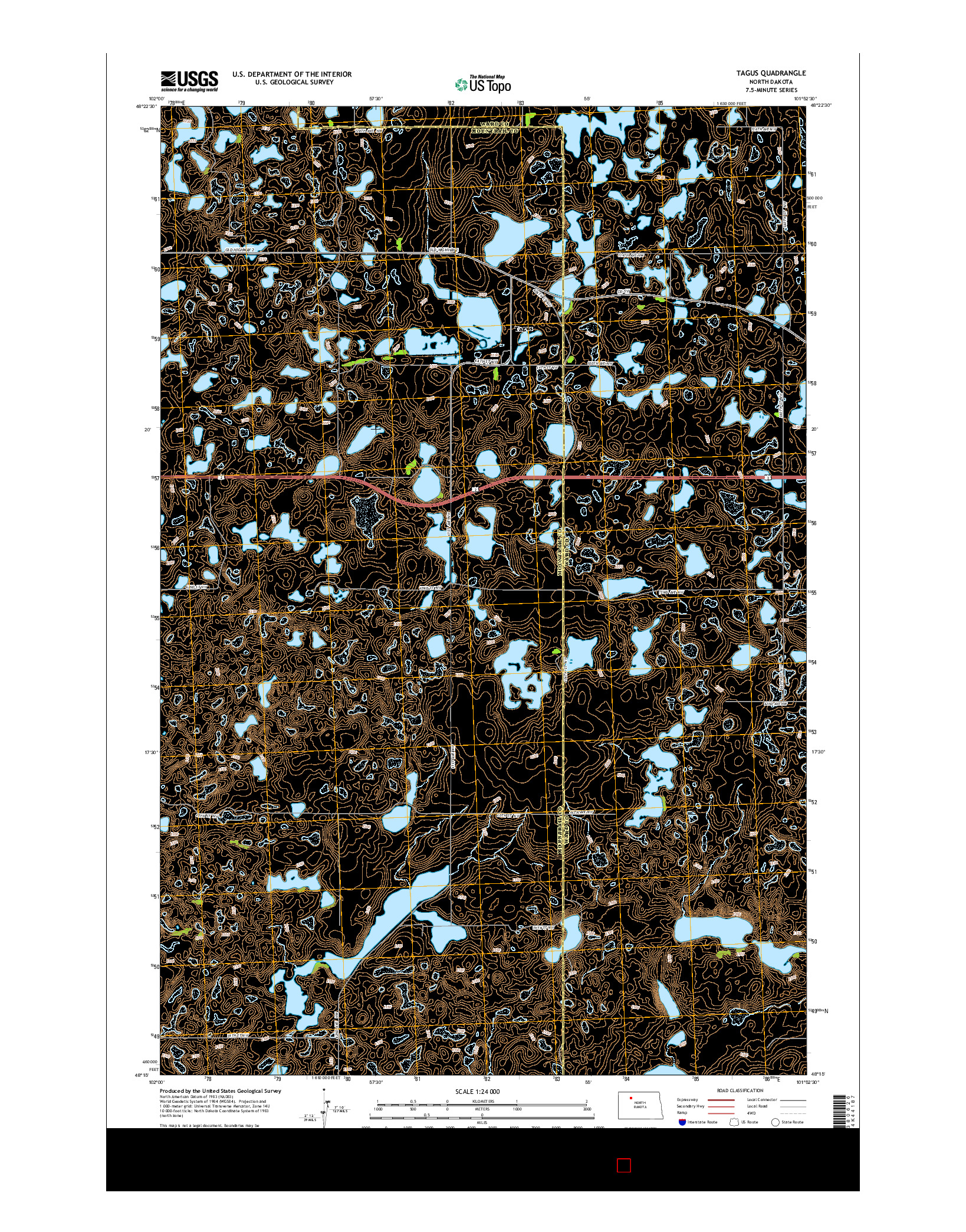 USGS US TOPO 7.5-MINUTE MAP FOR TAGUS, ND 2014
