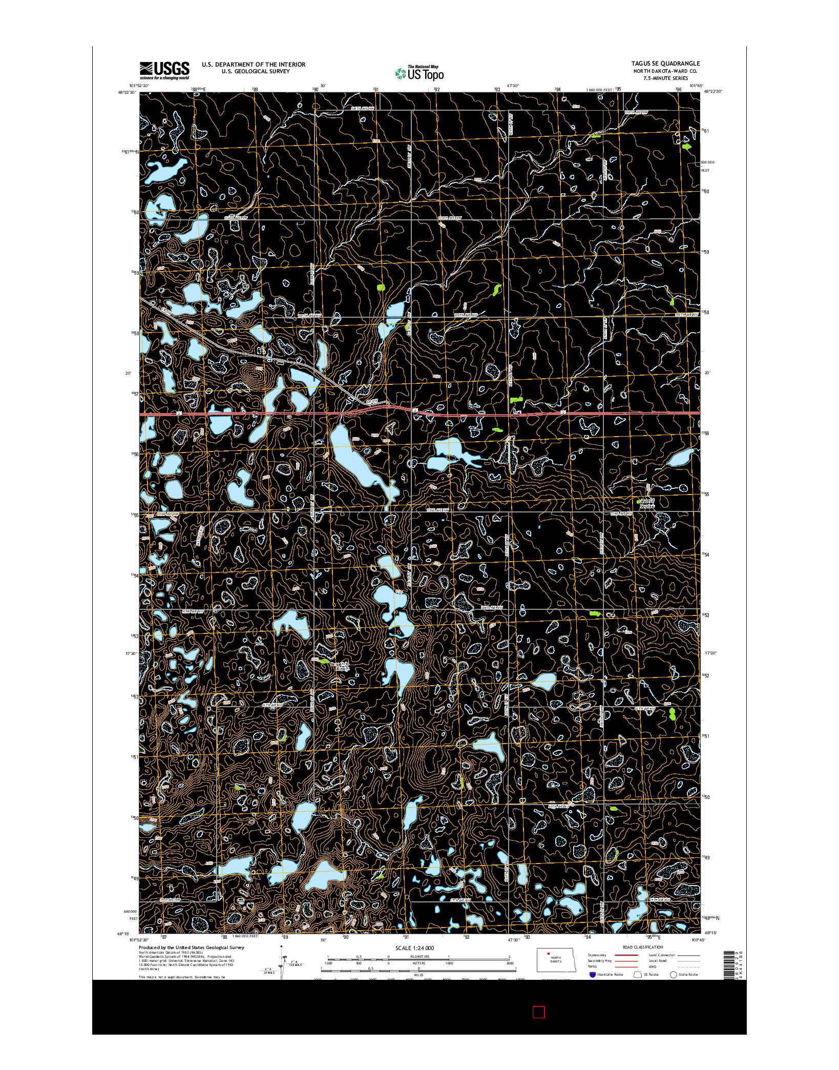 USGS US TOPO 7.5-MINUTE MAP FOR TAGUS SE, ND 2014