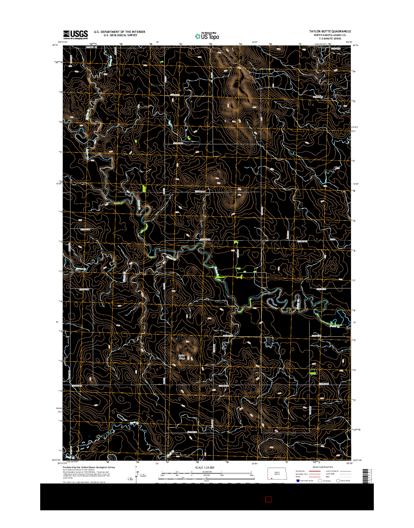 USGS US TOPO 7.5-MINUTE MAP FOR TAYLOR BUTTE, ND 2014