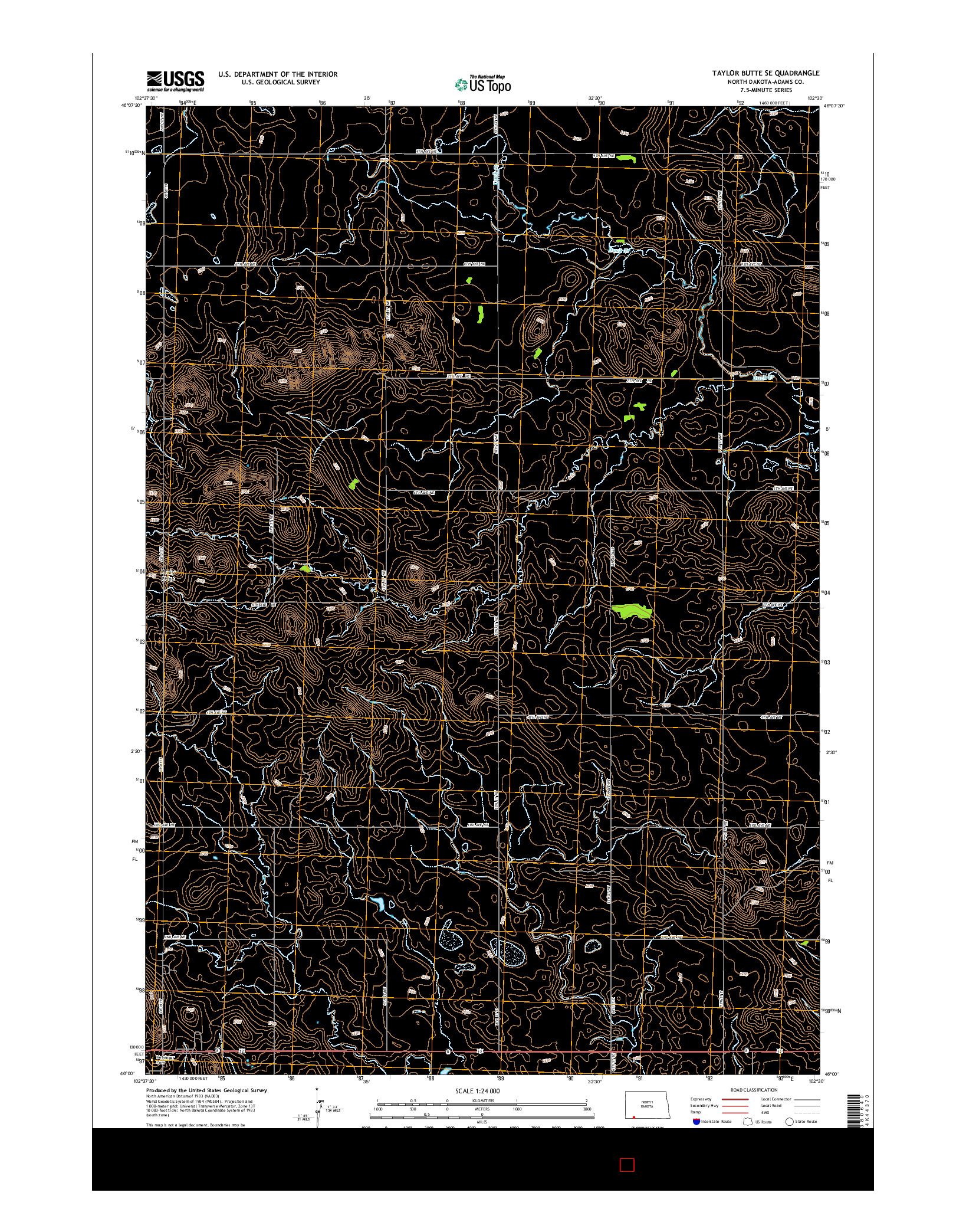 USGS US TOPO 7.5-MINUTE MAP FOR TAYLOR BUTTE SE, ND 2014