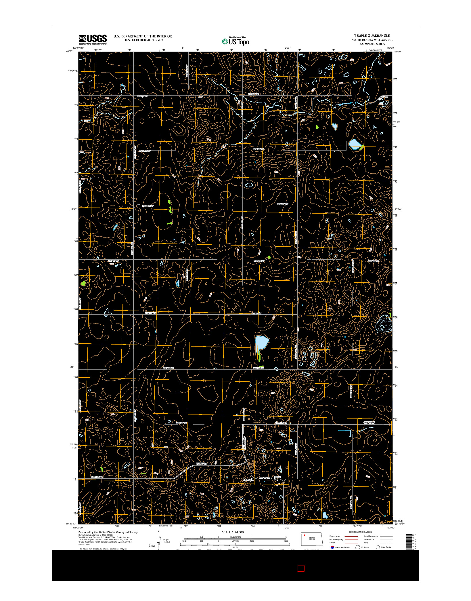 USGS US TOPO 7.5-MINUTE MAP FOR TEMPLE, ND 2014