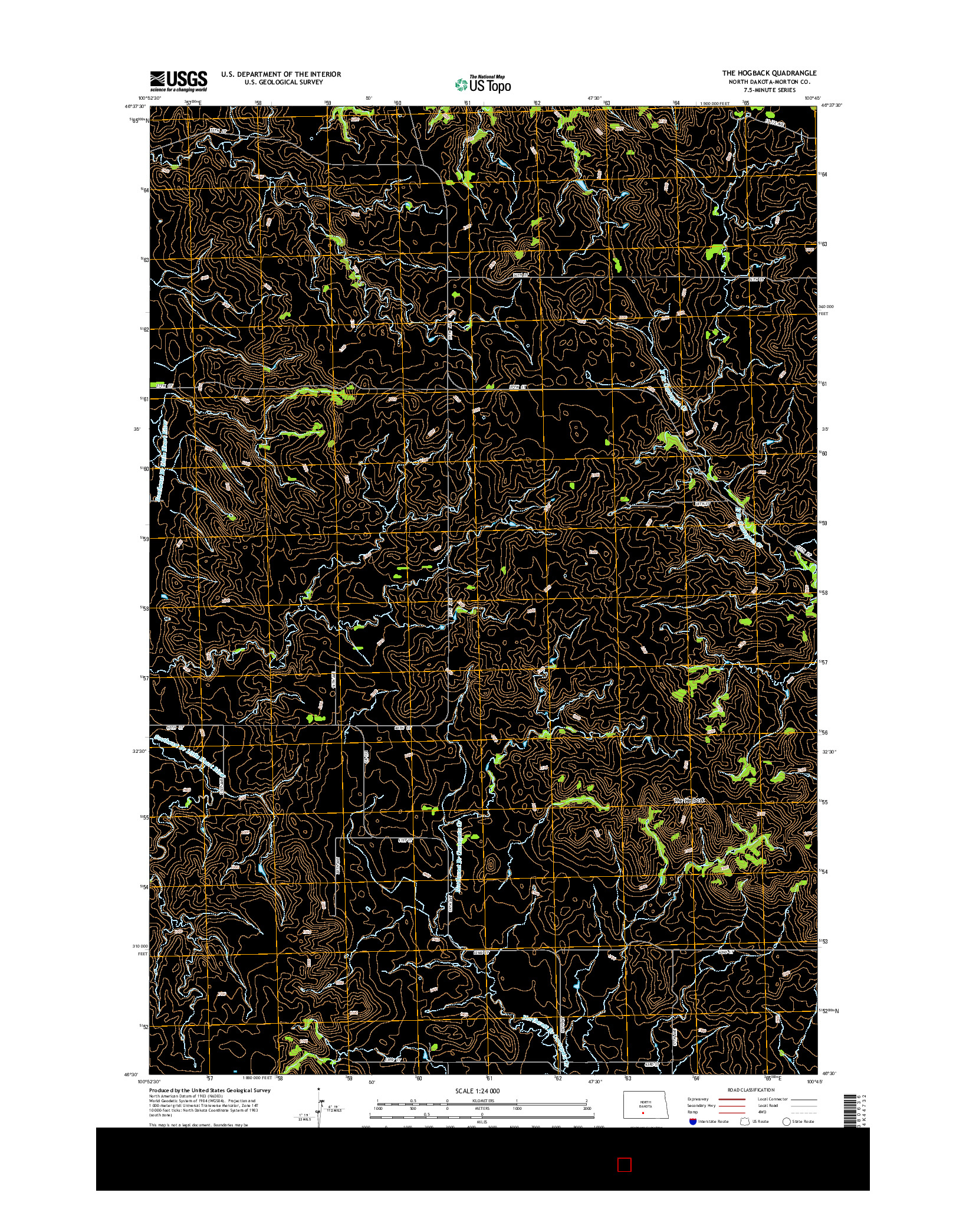 USGS US TOPO 7.5-MINUTE MAP FOR THE HOGBACK, ND 2014