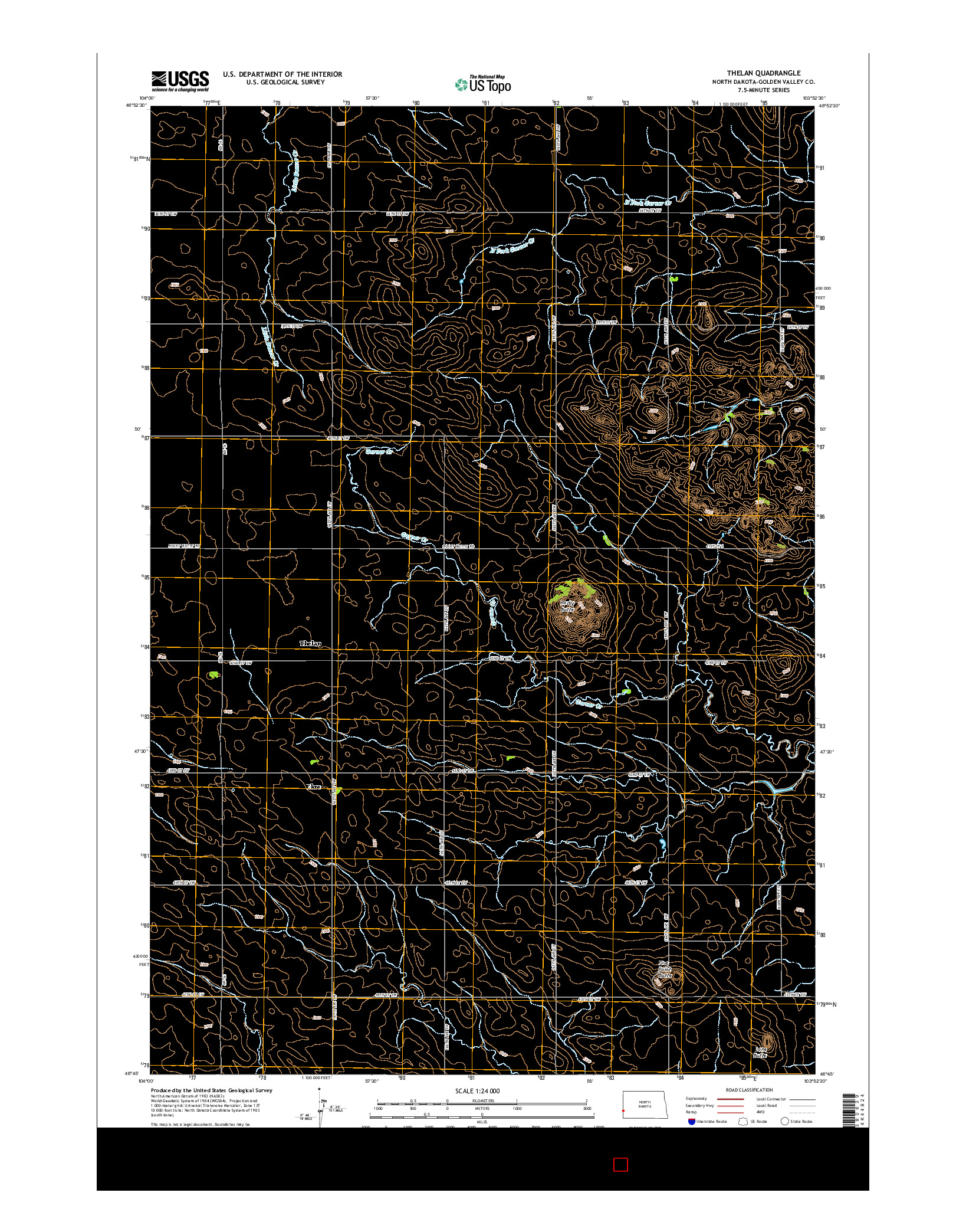 USGS US TOPO 7.5-MINUTE MAP FOR THELAN, ND 2014