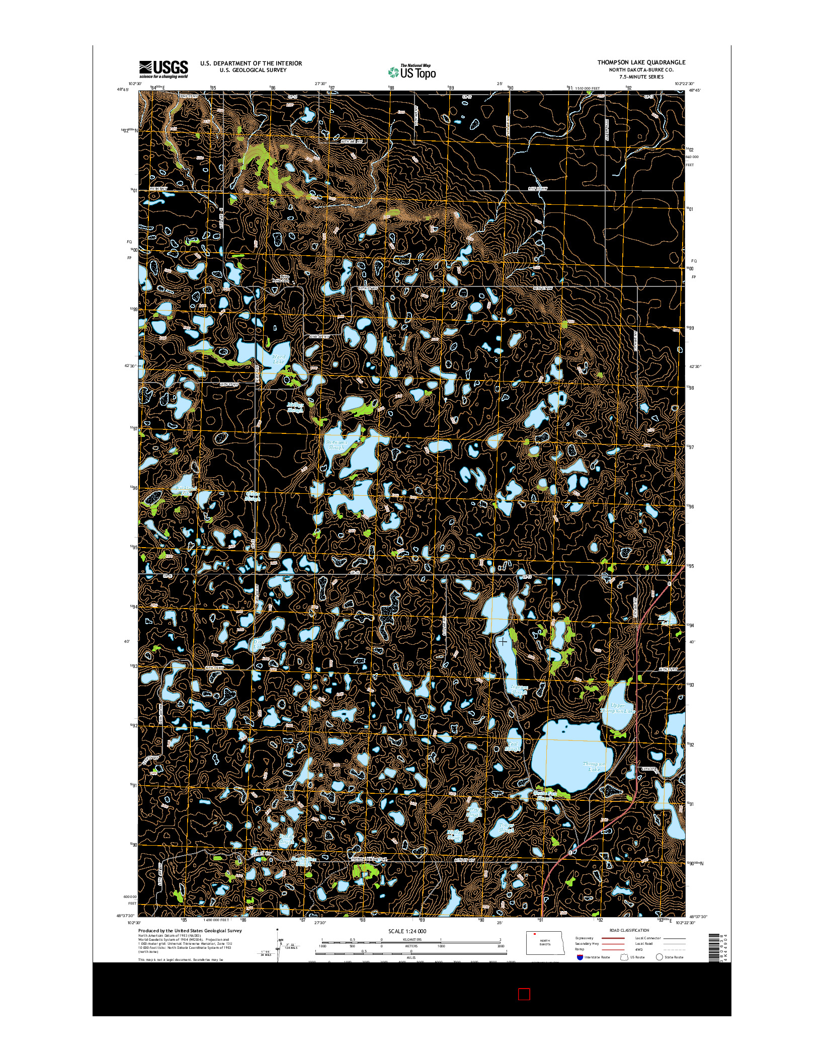 USGS US TOPO 7.5-MINUTE MAP FOR THOMPSON LAKE, ND 2014