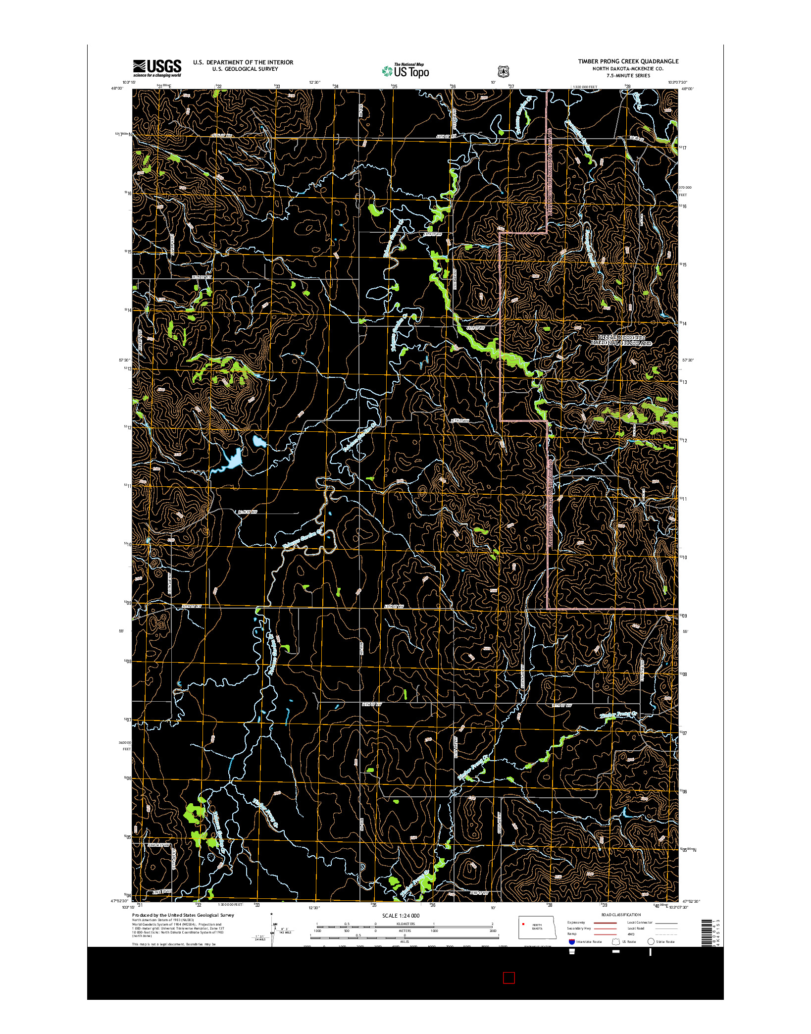 USGS US TOPO 7.5-MINUTE MAP FOR TIMBER PRONG CREEK, ND 2014