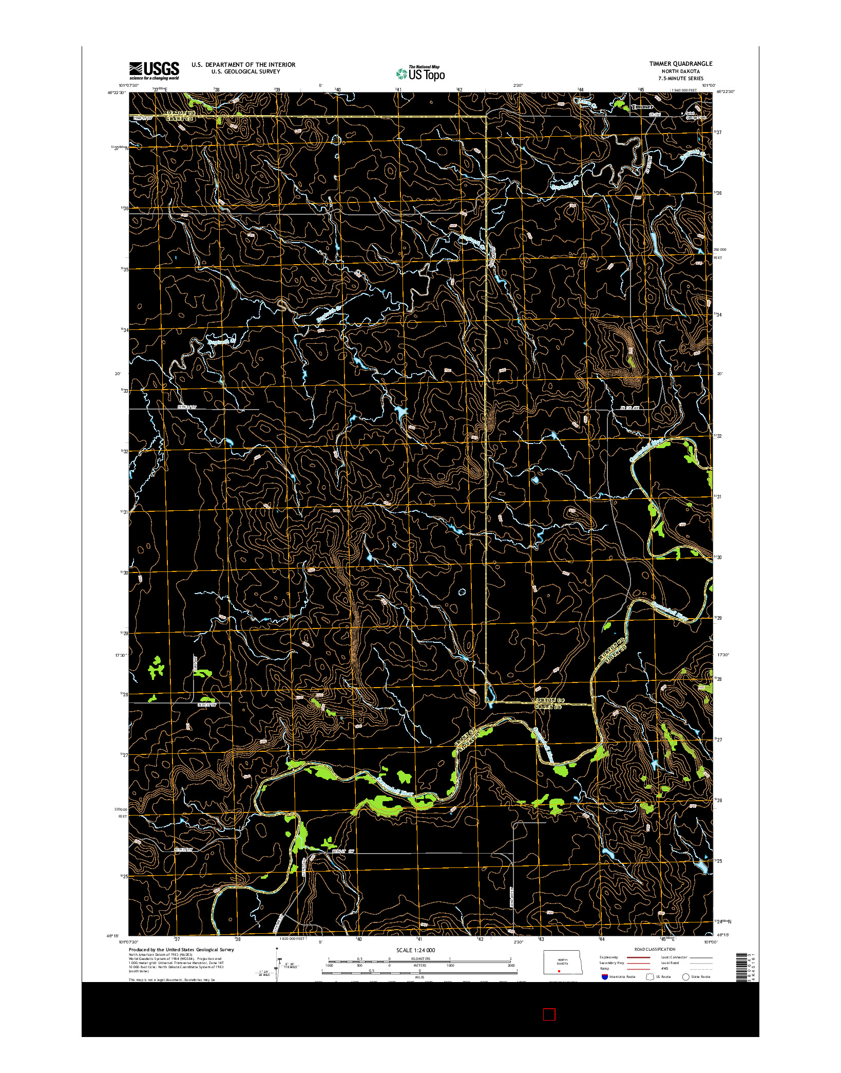 USGS US TOPO 7.5-MINUTE MAP FOR TIMMER, ND 2014