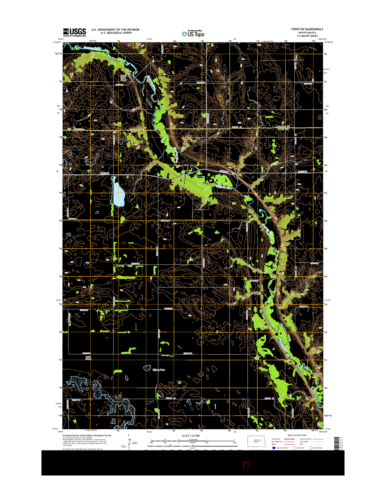 USGS US TOPO 7.5-MINUTE MAP FOR TOKIO SW, ND 2014