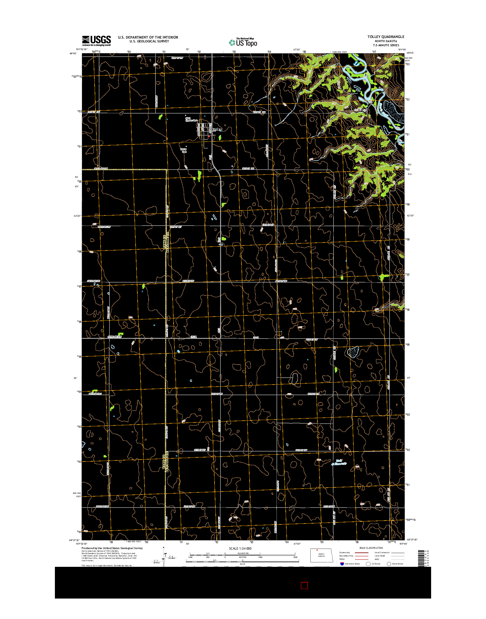 USGS US TOPO 7.5-MINUTE MAP FOR TOLLEY, ND 2014